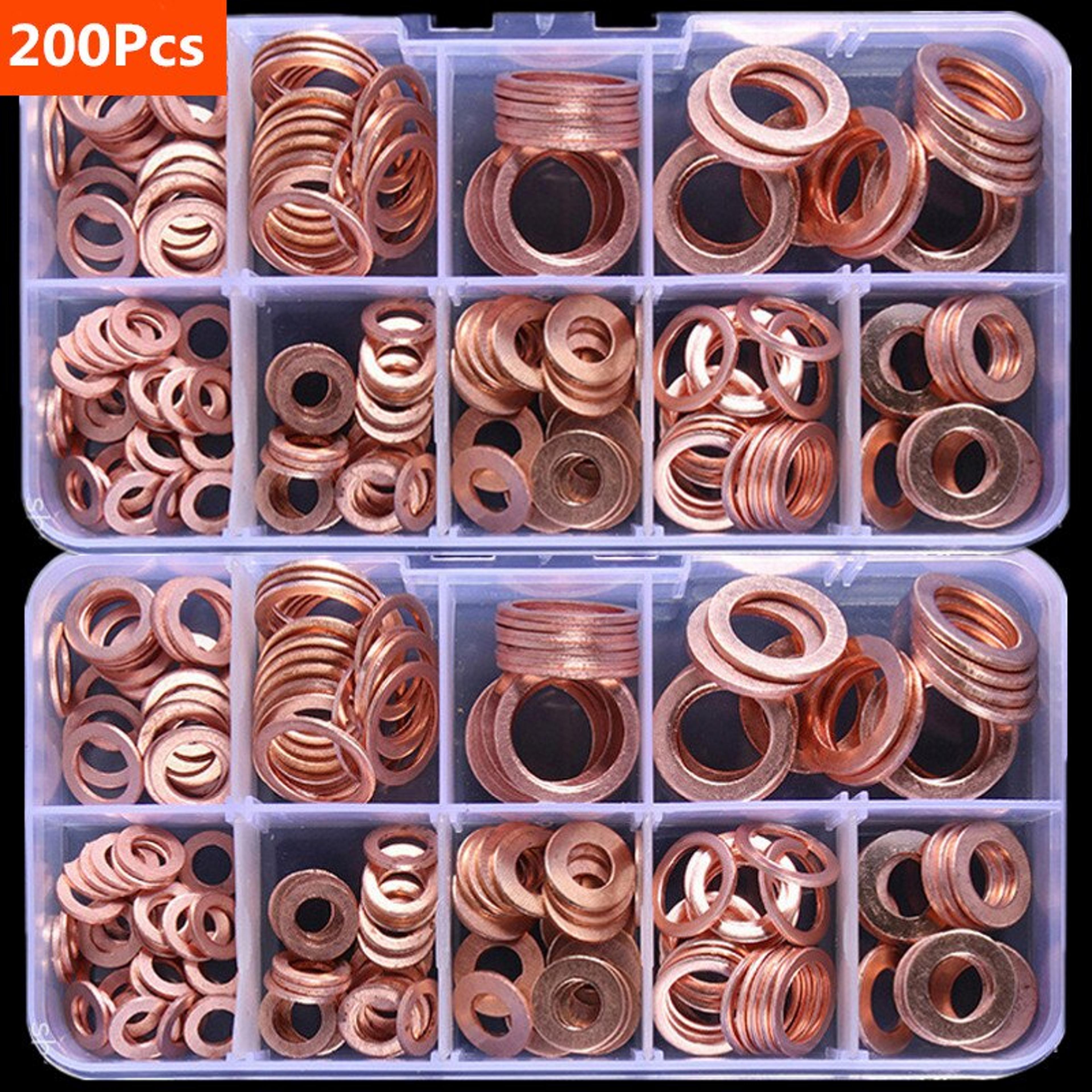 copper washer gasket nut and bolt set flat ring seal assortment kit with storage box for precision assembly