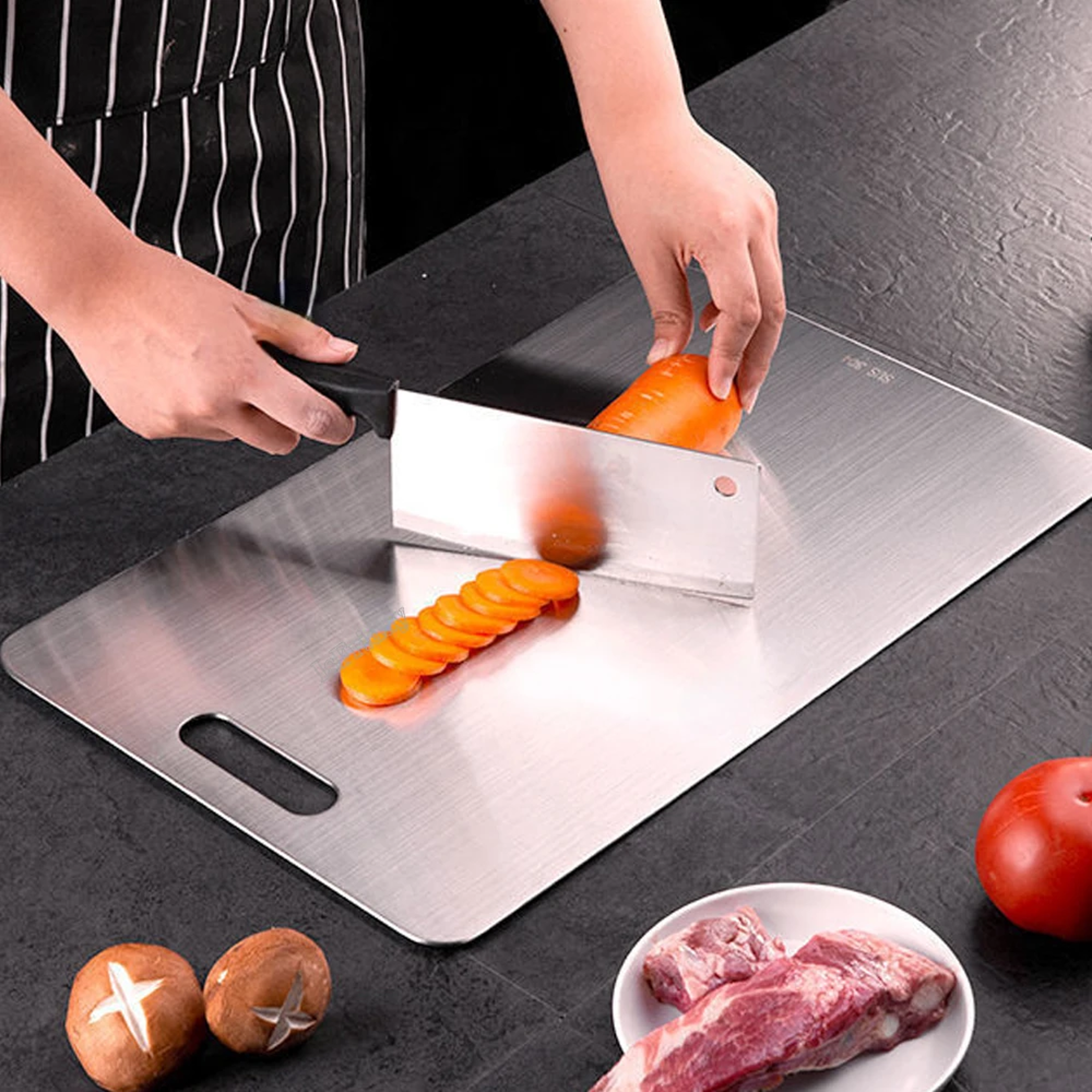 stainless steel chopping board & dough kneading block double sided cutting board for kitchen use