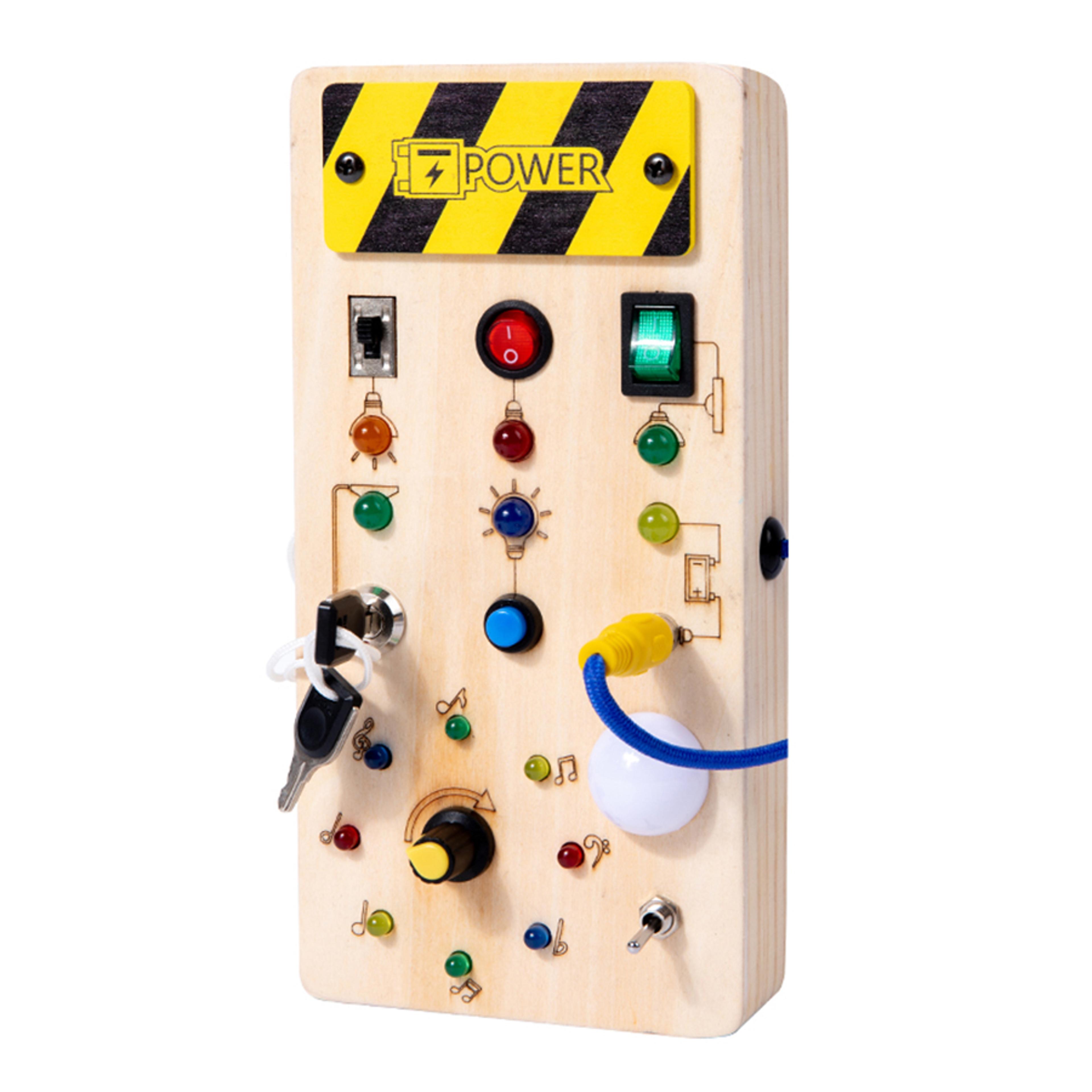 montessori busy board for toddlers with led light and switch control