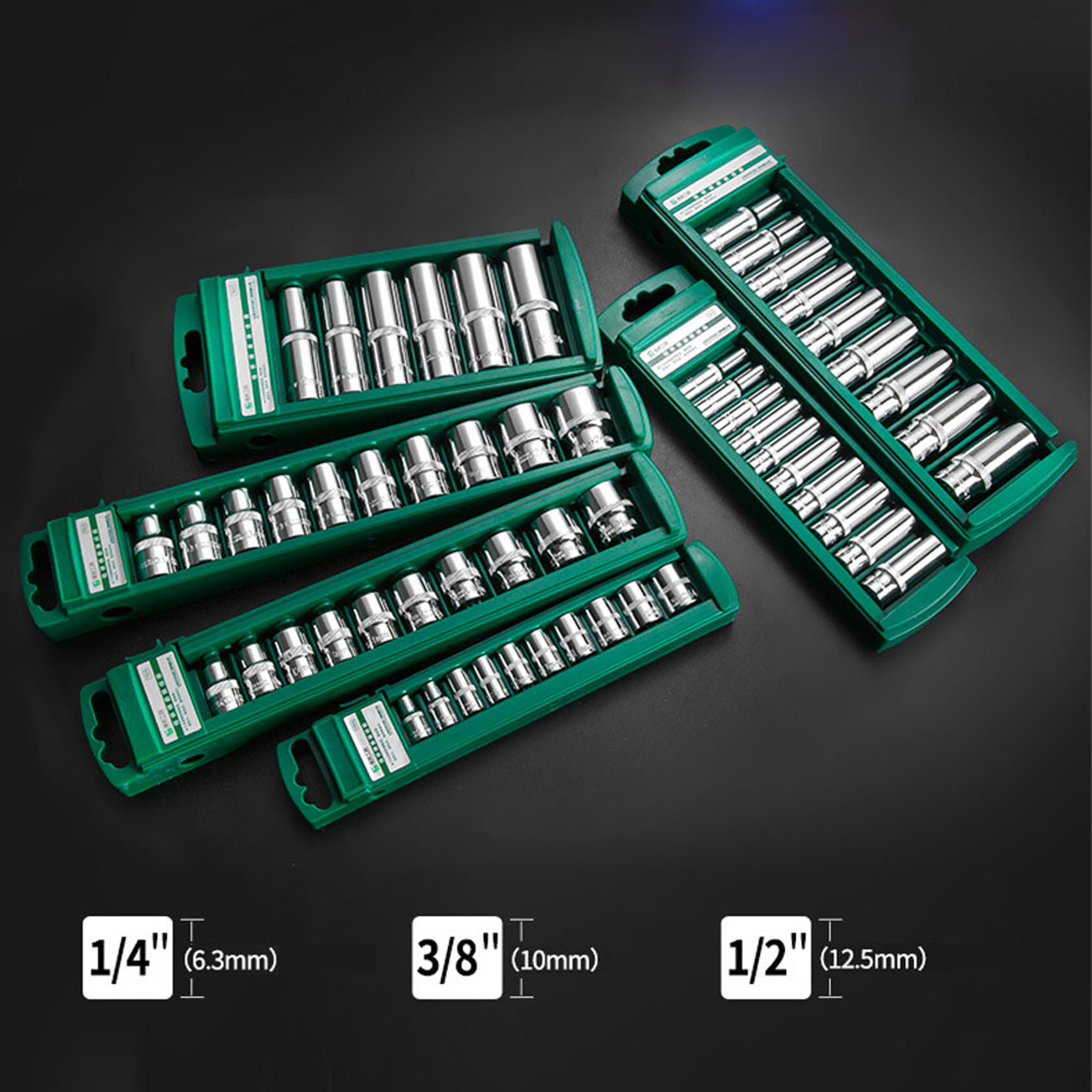 hex socket wrench head set for ratchet short & long deep nut driver sleeves with holder