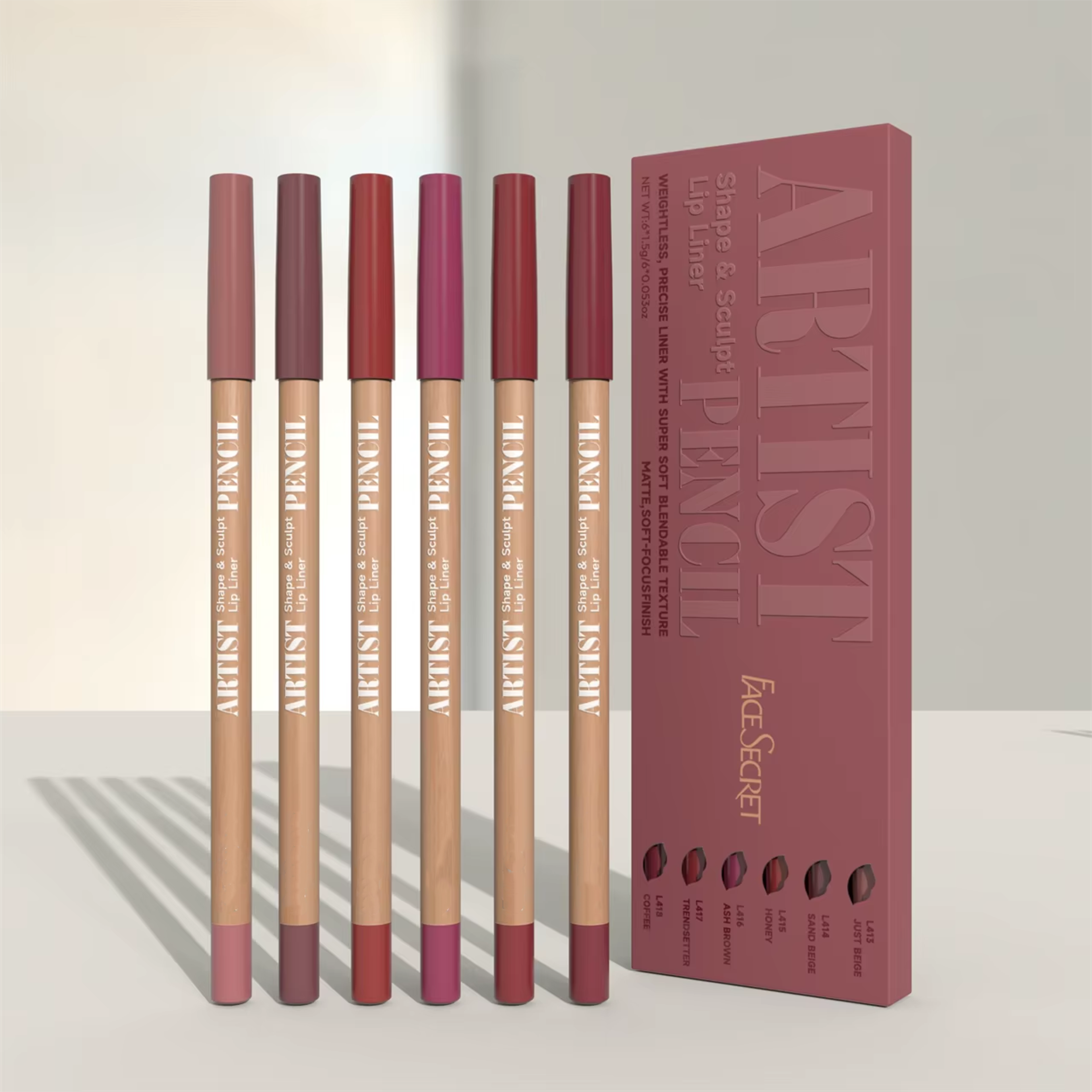 matte soft sculpt lip liner set precise, weightless, and blendable lip liner pencils