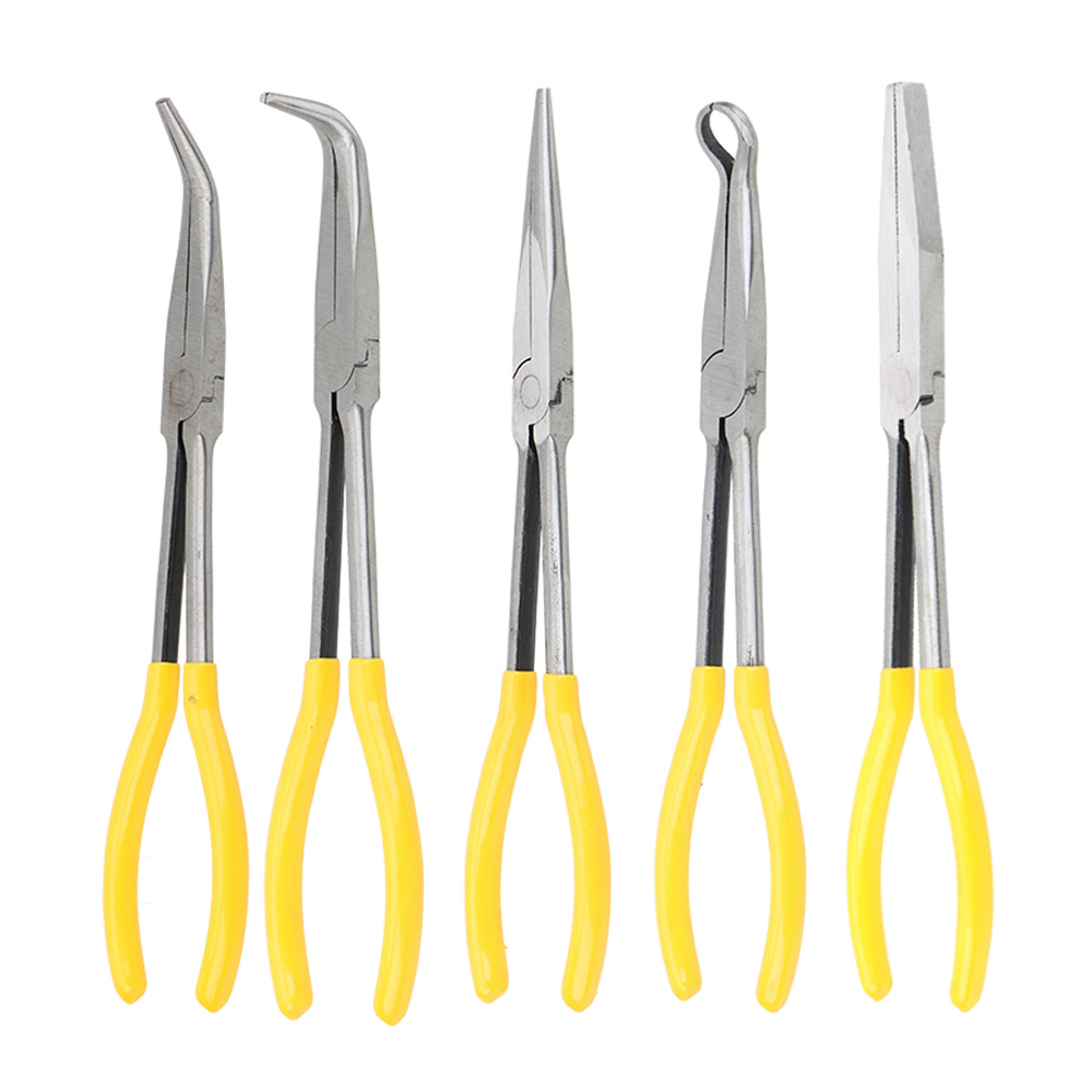 extra long nose pliers straight & bent tip mechanic tool kit for auto care