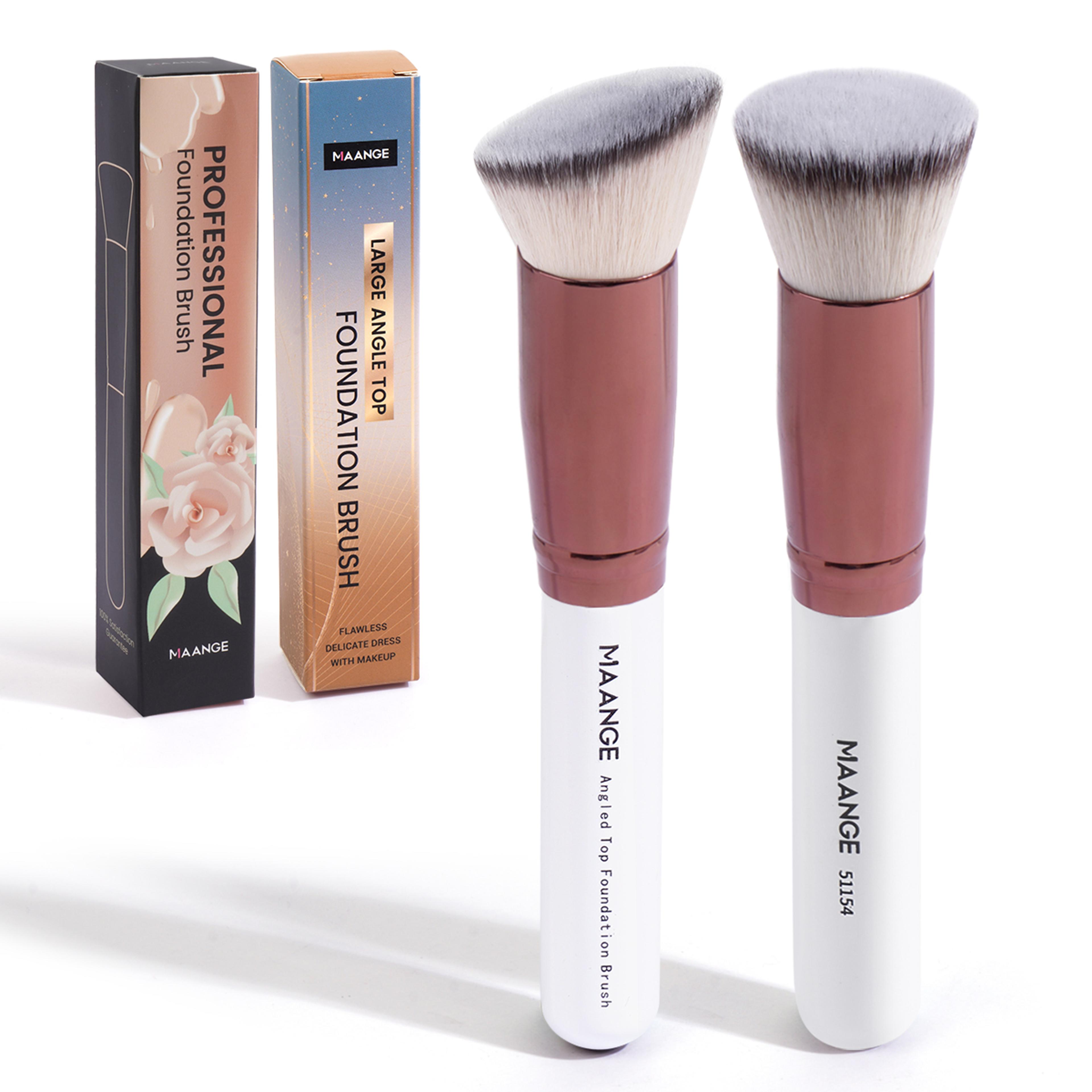 foundation makeup brush set flat angled kabuki powder & blush brush for liquid application.