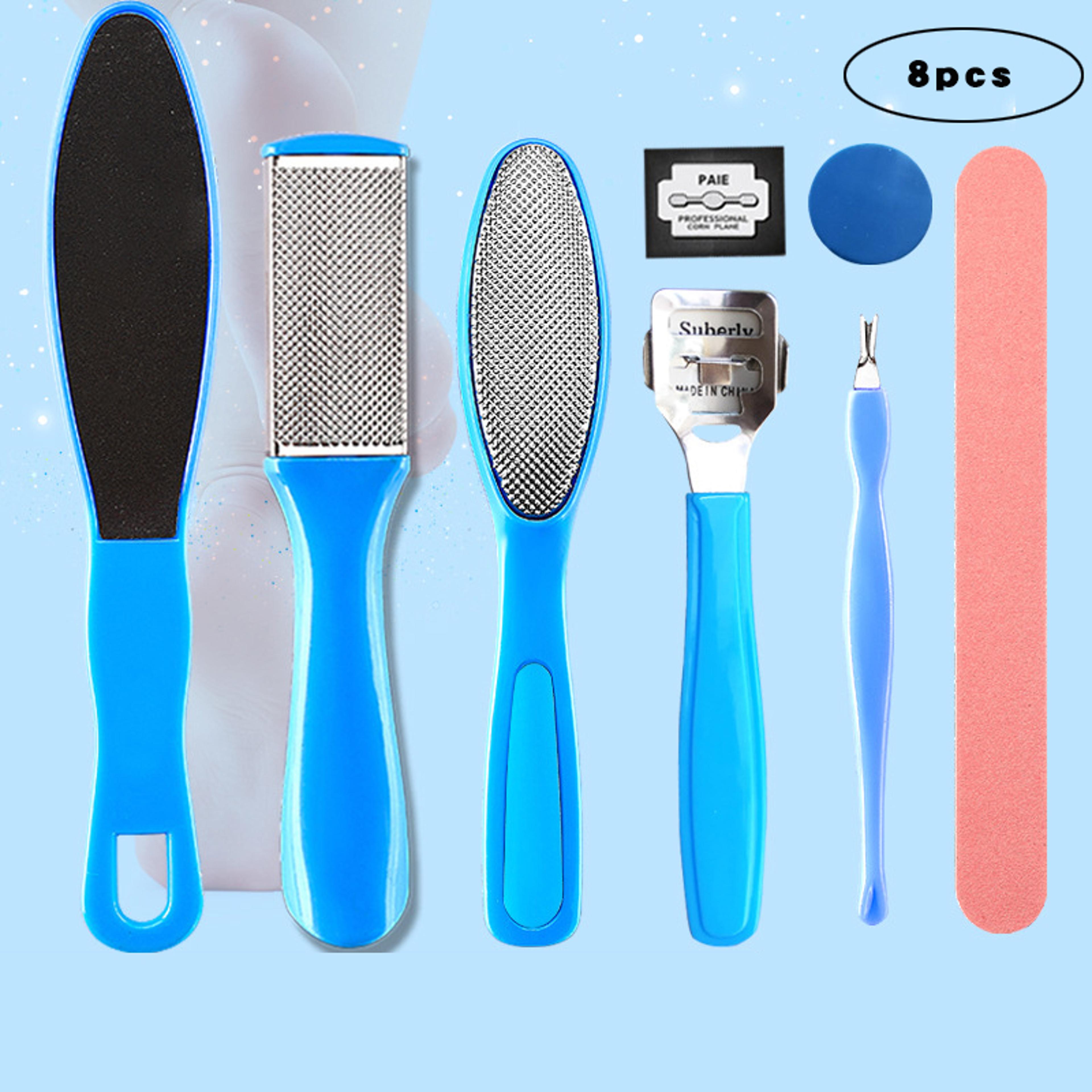 foot care set octopus fish eye exfoliating heel sharpener, heel cracking & cramping removal files, and sole scrub