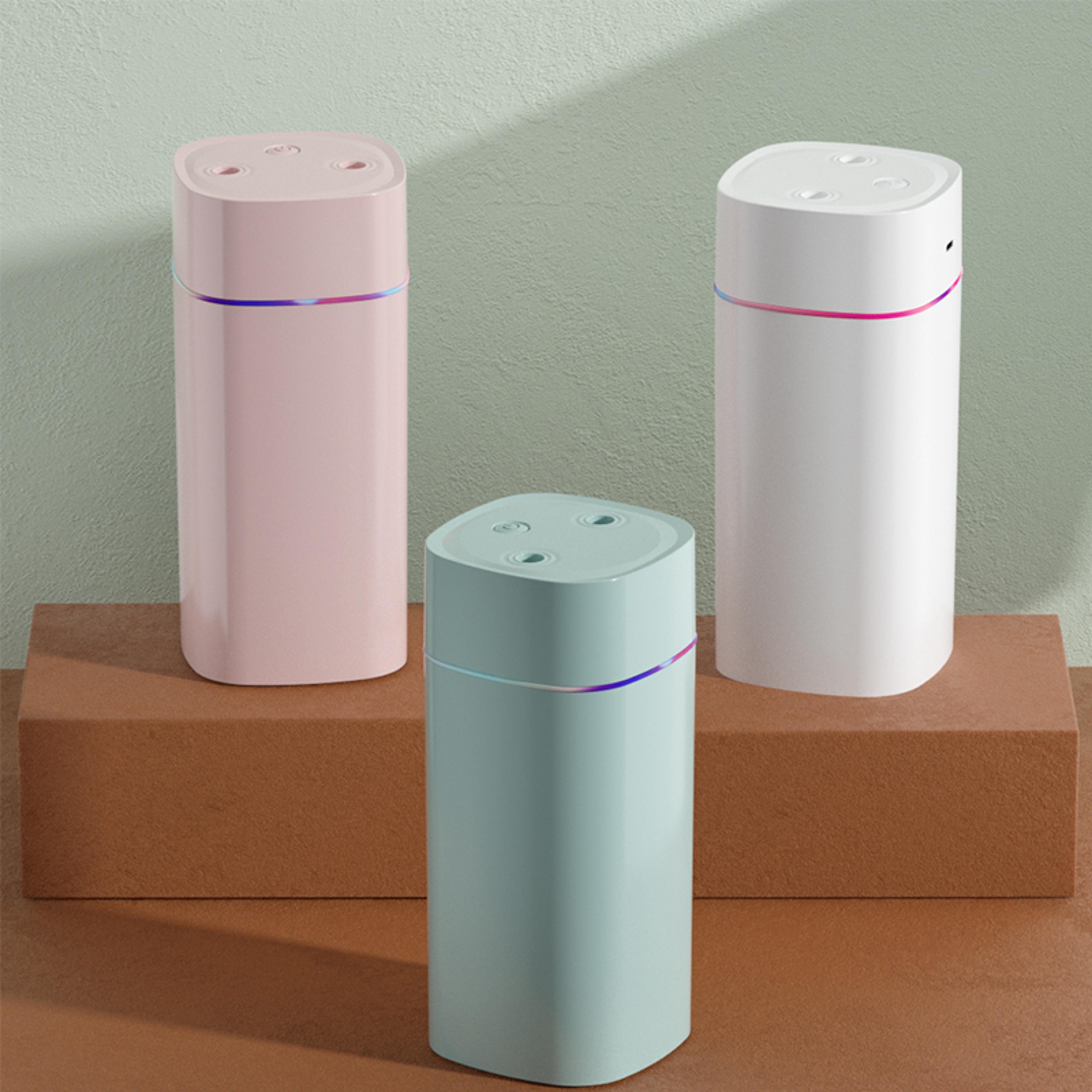 creative dual nozzle usb humidifier for home, car & bedroom ambient light aromatherapy & silent air humidification