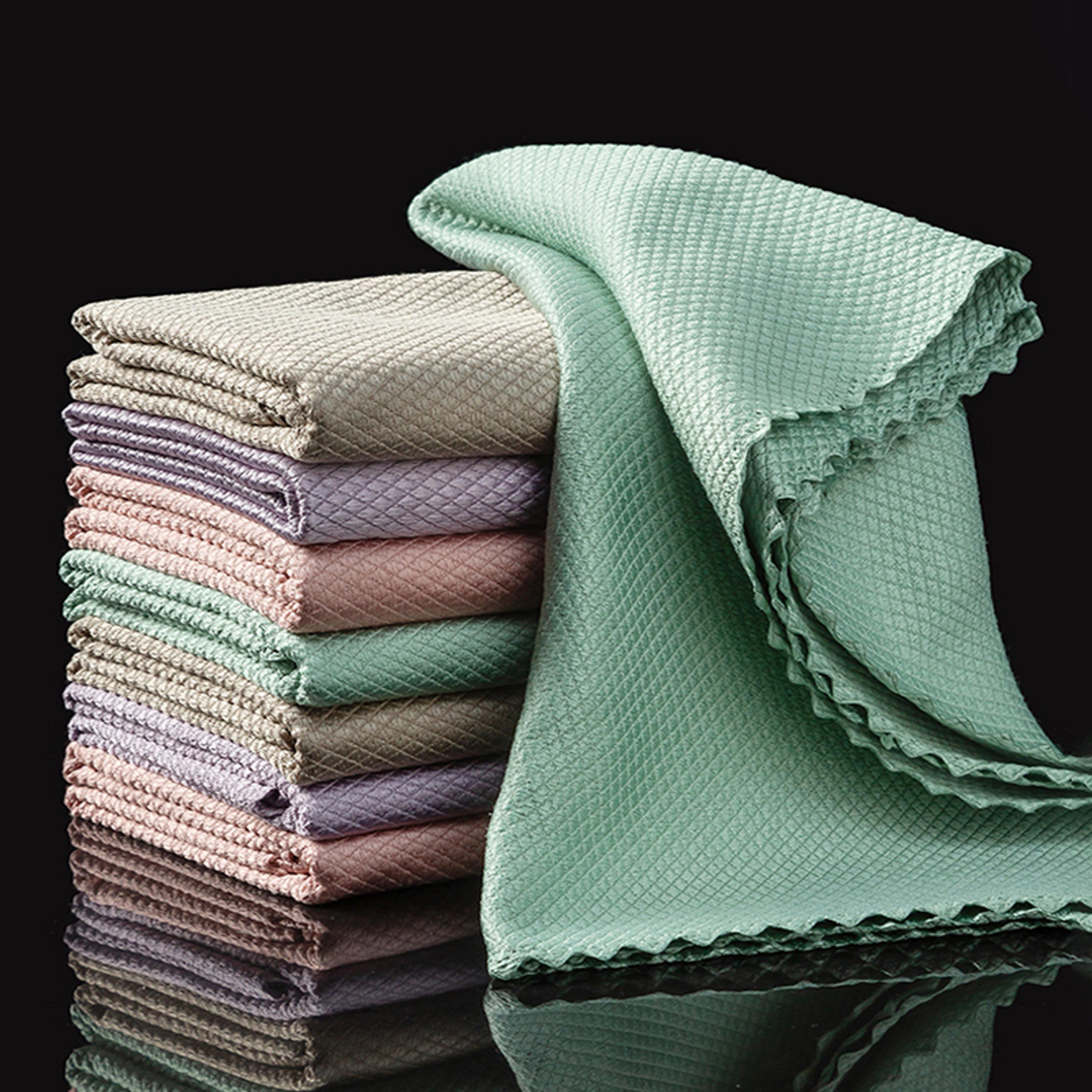 microfiber glass cleaning cloths lint-free, reusable polishing rags for windows, cars, kitchens, and mirrors