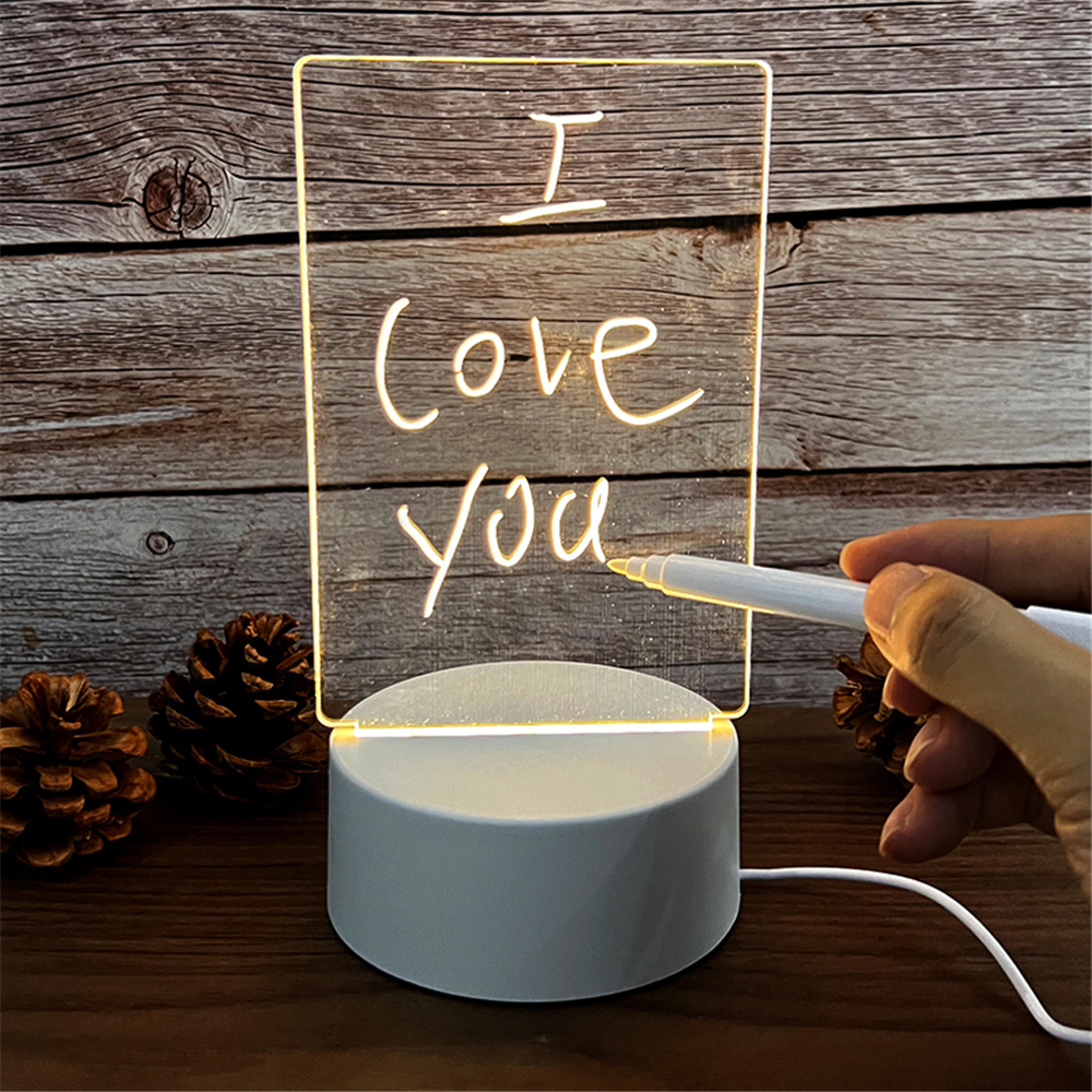 transparent luminous led night light usb rechargeable acrylic message board & calendar desktop ornament