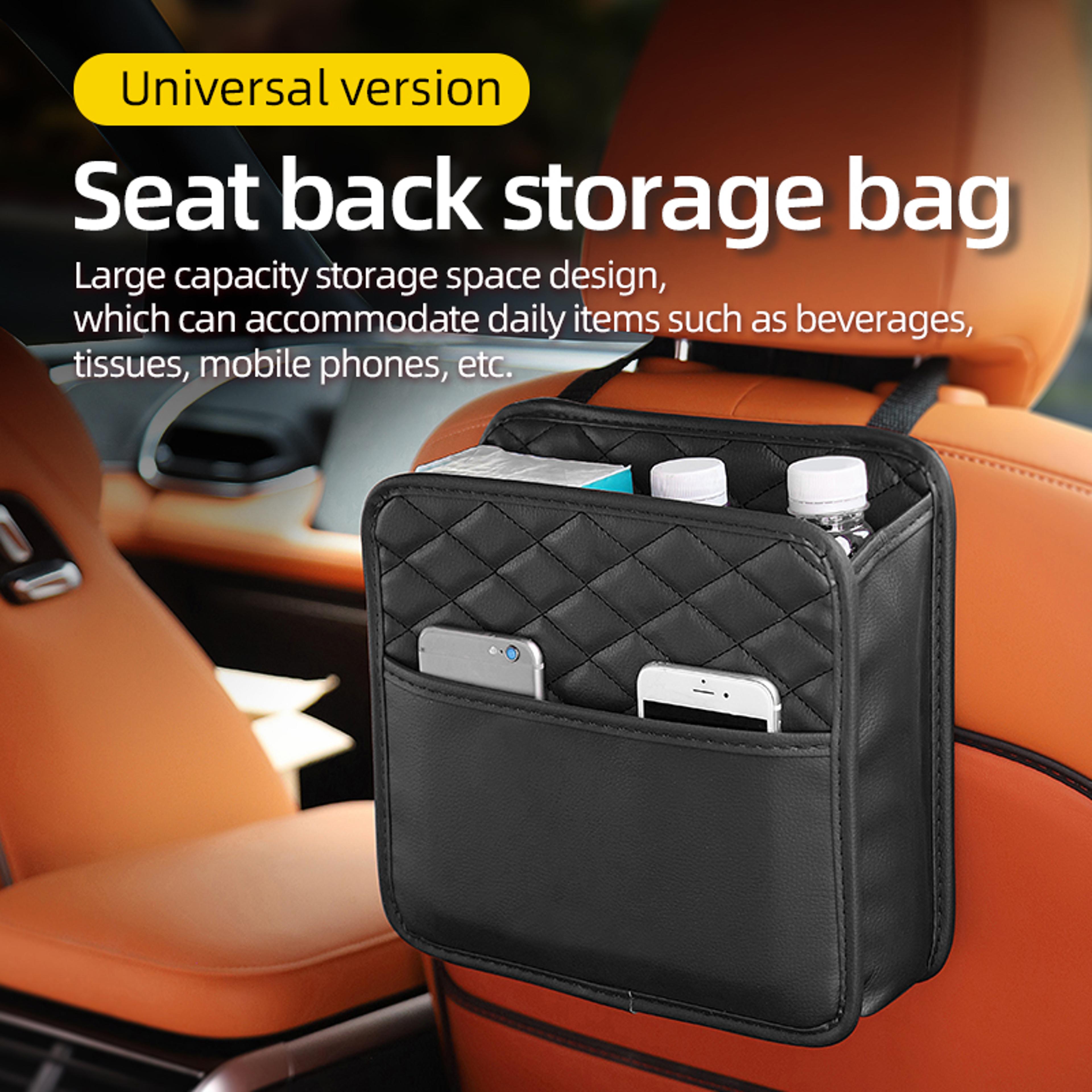 multifunctional car seat storage bag leather garbage & storage organizer for cars