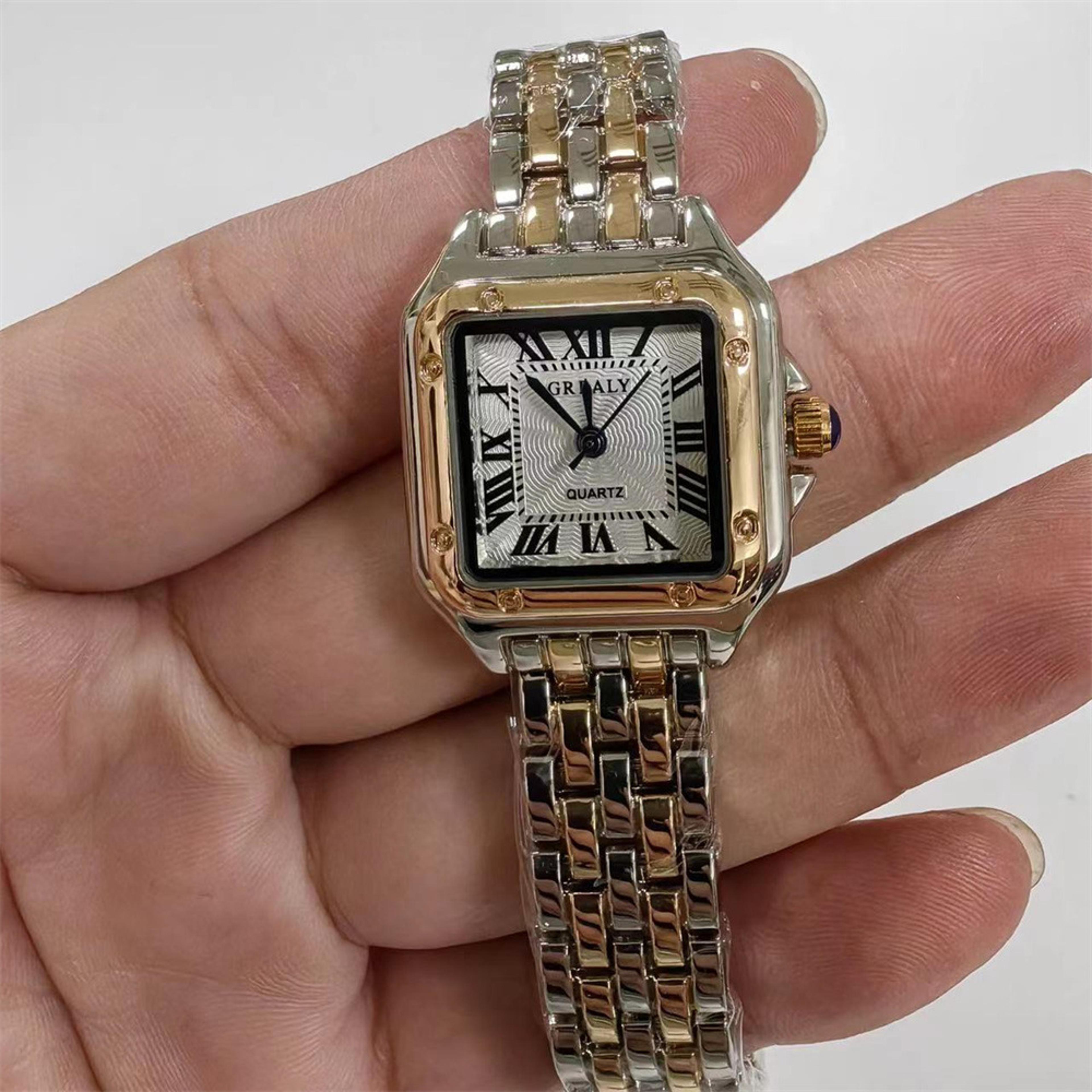 luxury gold stainless steel ladies fashion quartz watch with bracelet