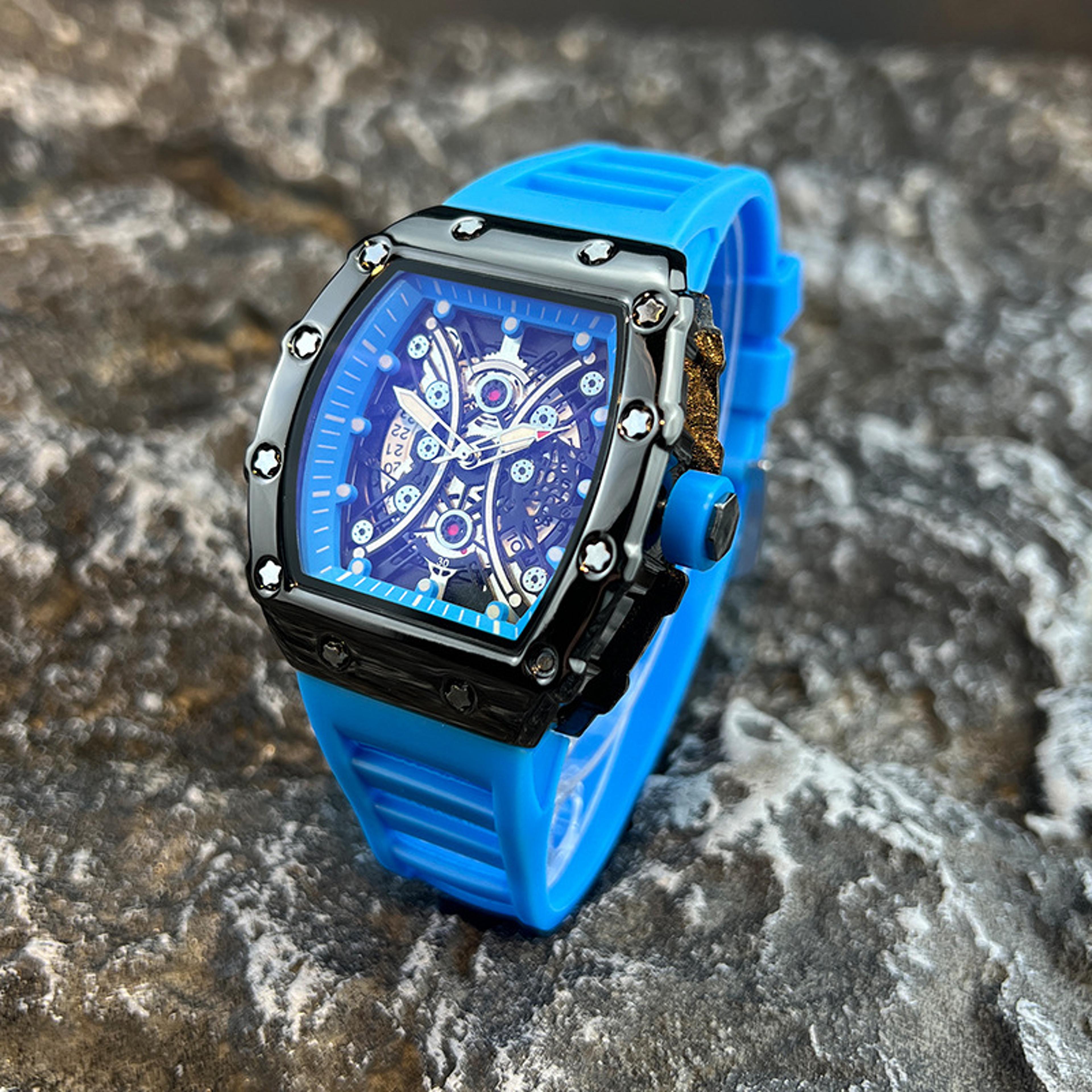 light luxury mens watch with wine barrel dial and night glow sports calendar