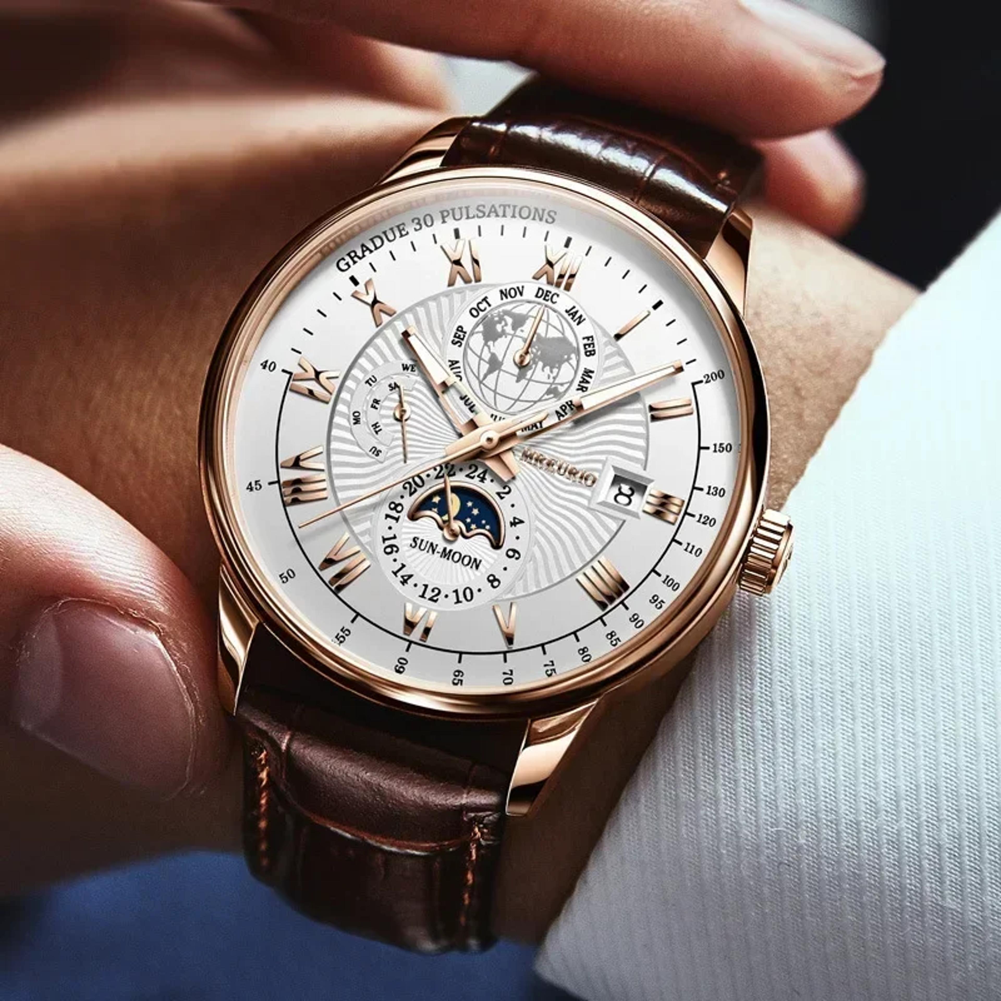 luxury mens sport watch waterproof leather date quartz wristwatch with luminous dial