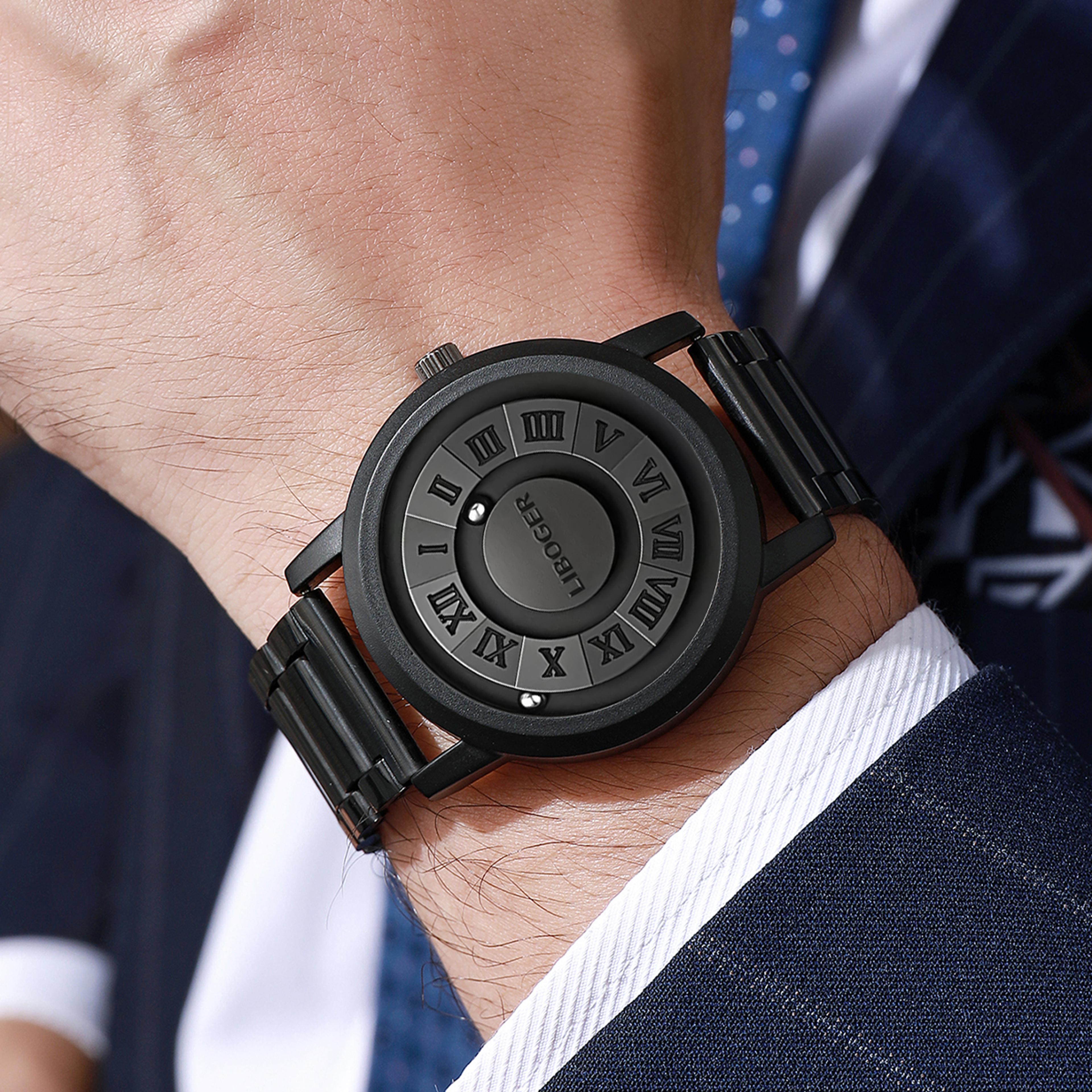 luxury magnetic ball watch mens minimalist roman dial business timepiece