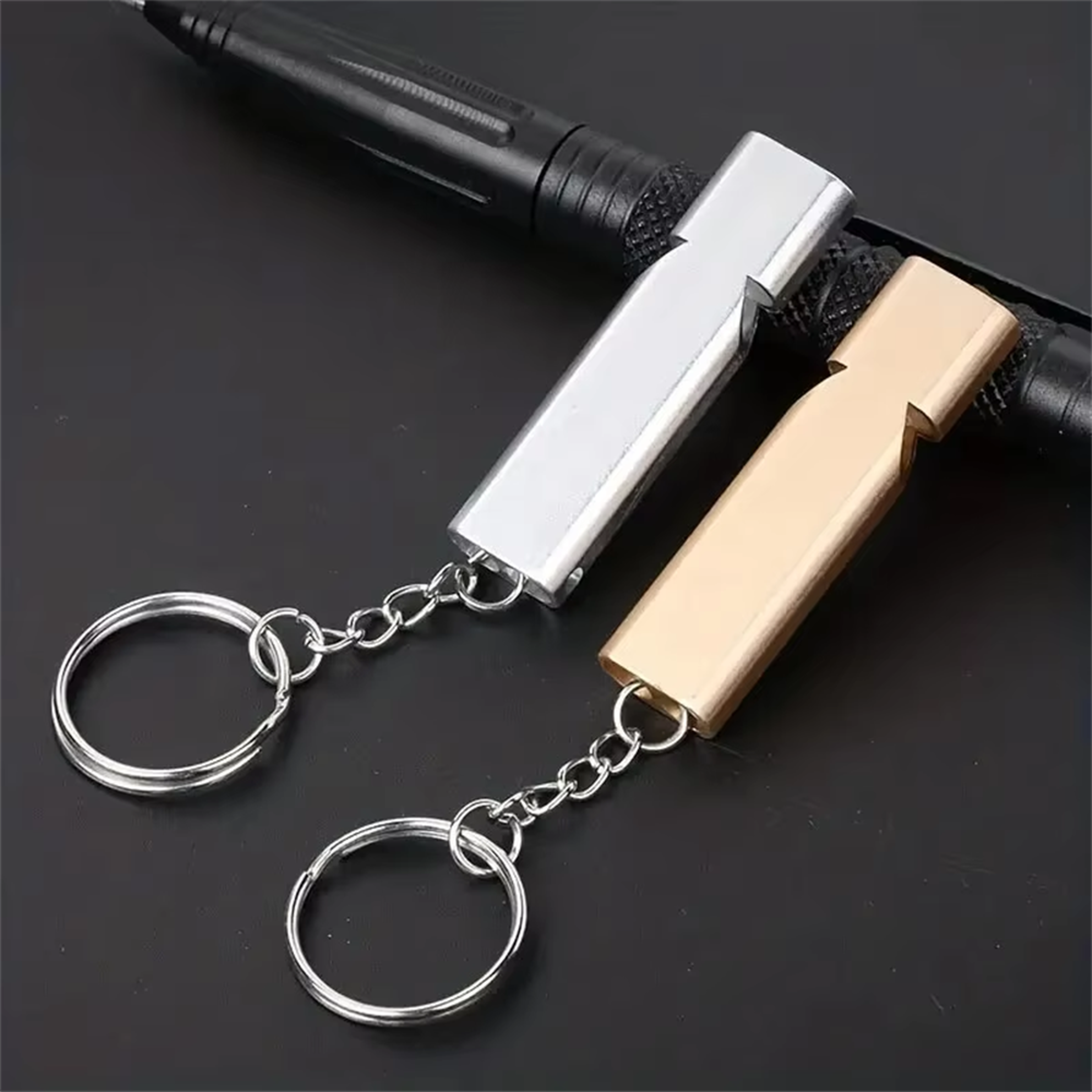 dual tube emergency survival whistle loud aluminum alloy survival whistle for outdoor safety & rescue