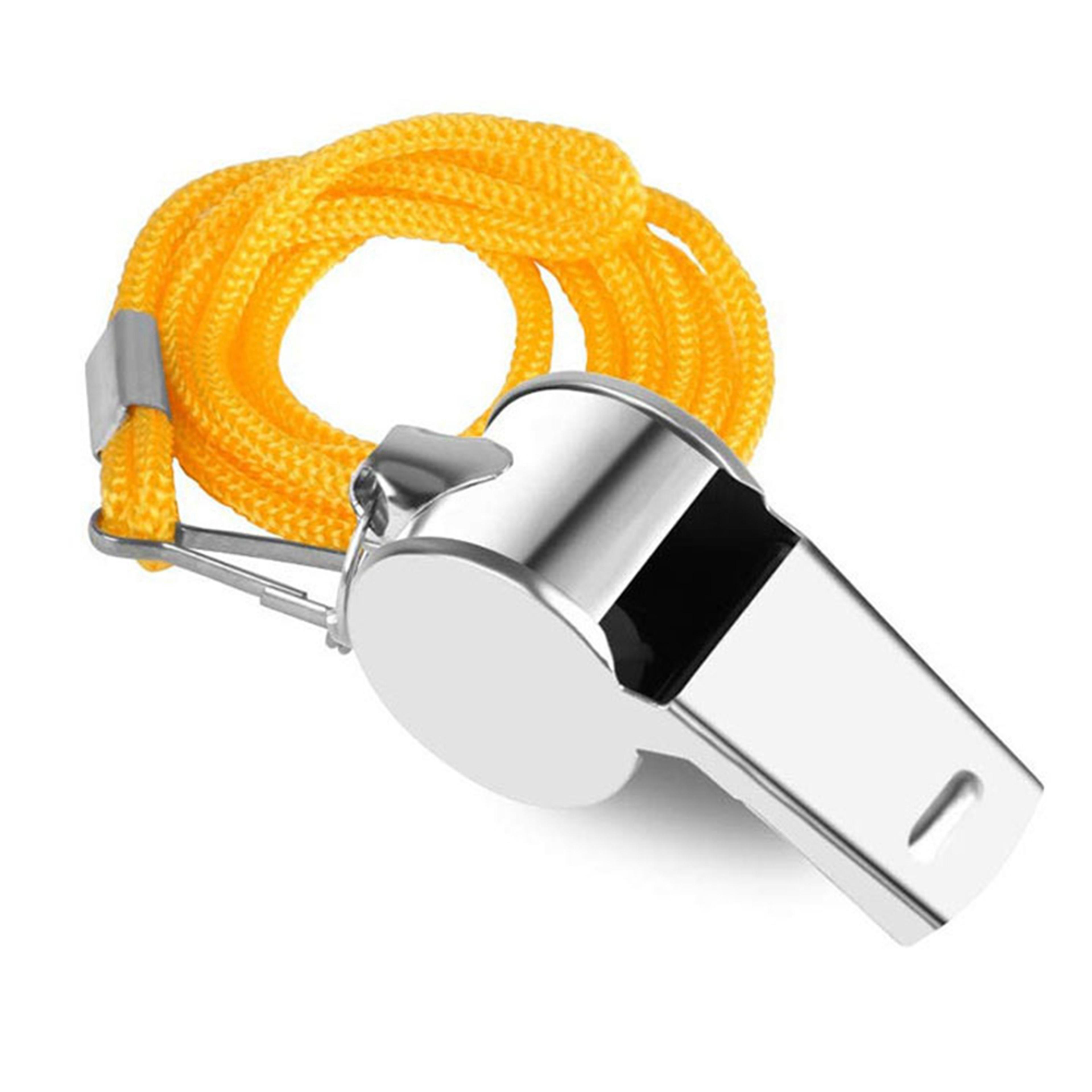 extra loud metal sports whistle with lanyard for coaching training and safety