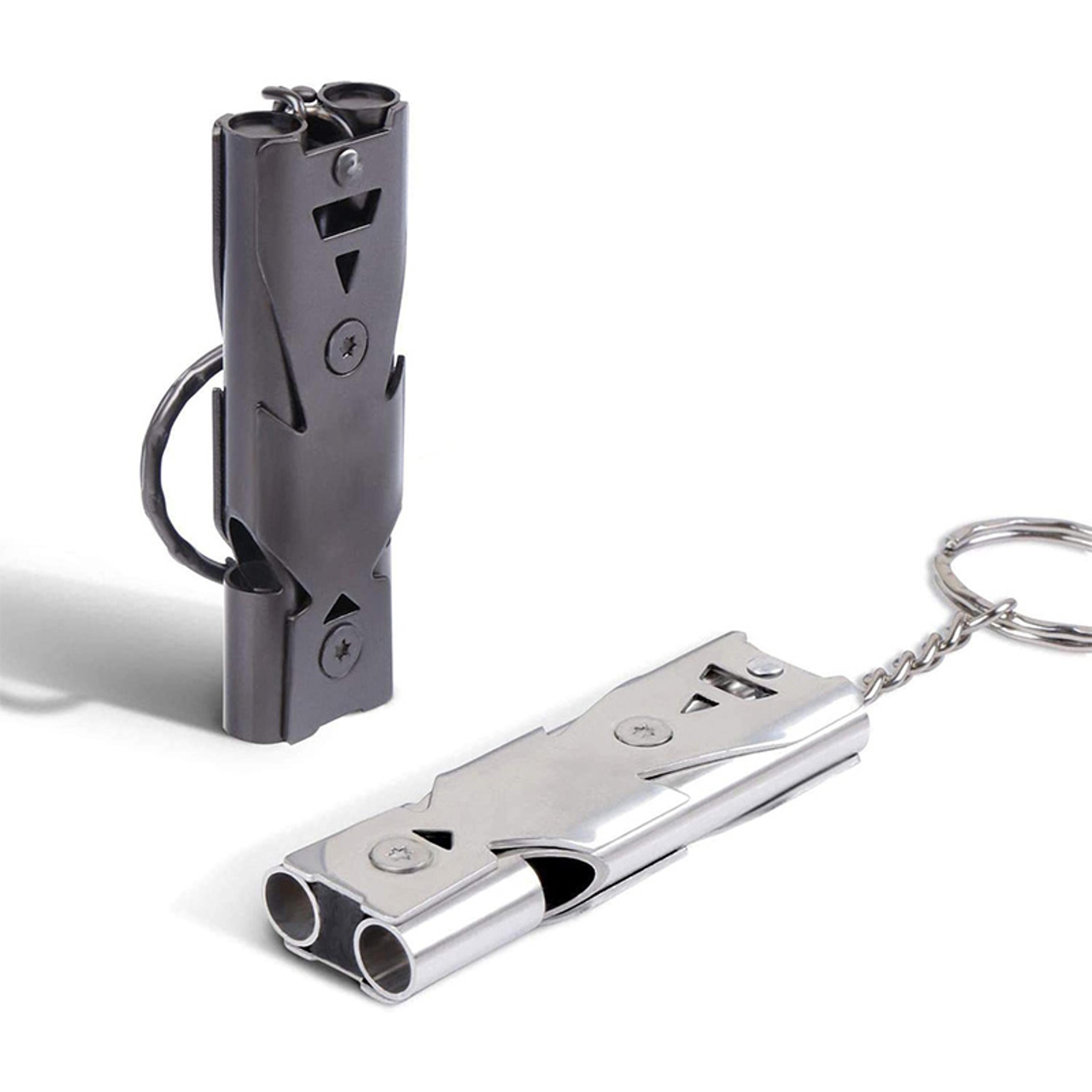 high decibel safety whistle emergency survival whistle for hiking, camping & boating stainless steel