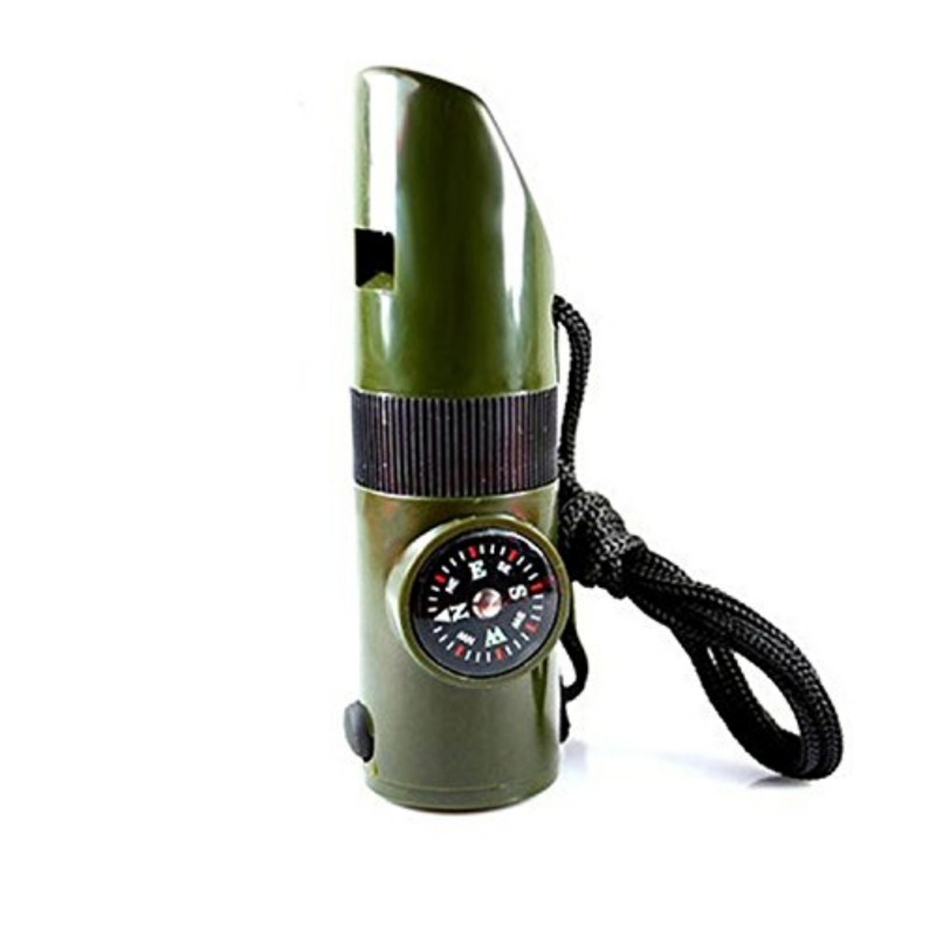multi-function survival whistle with compass, led flashlight, magnifying glass & reflector –perfect for camping, hiking