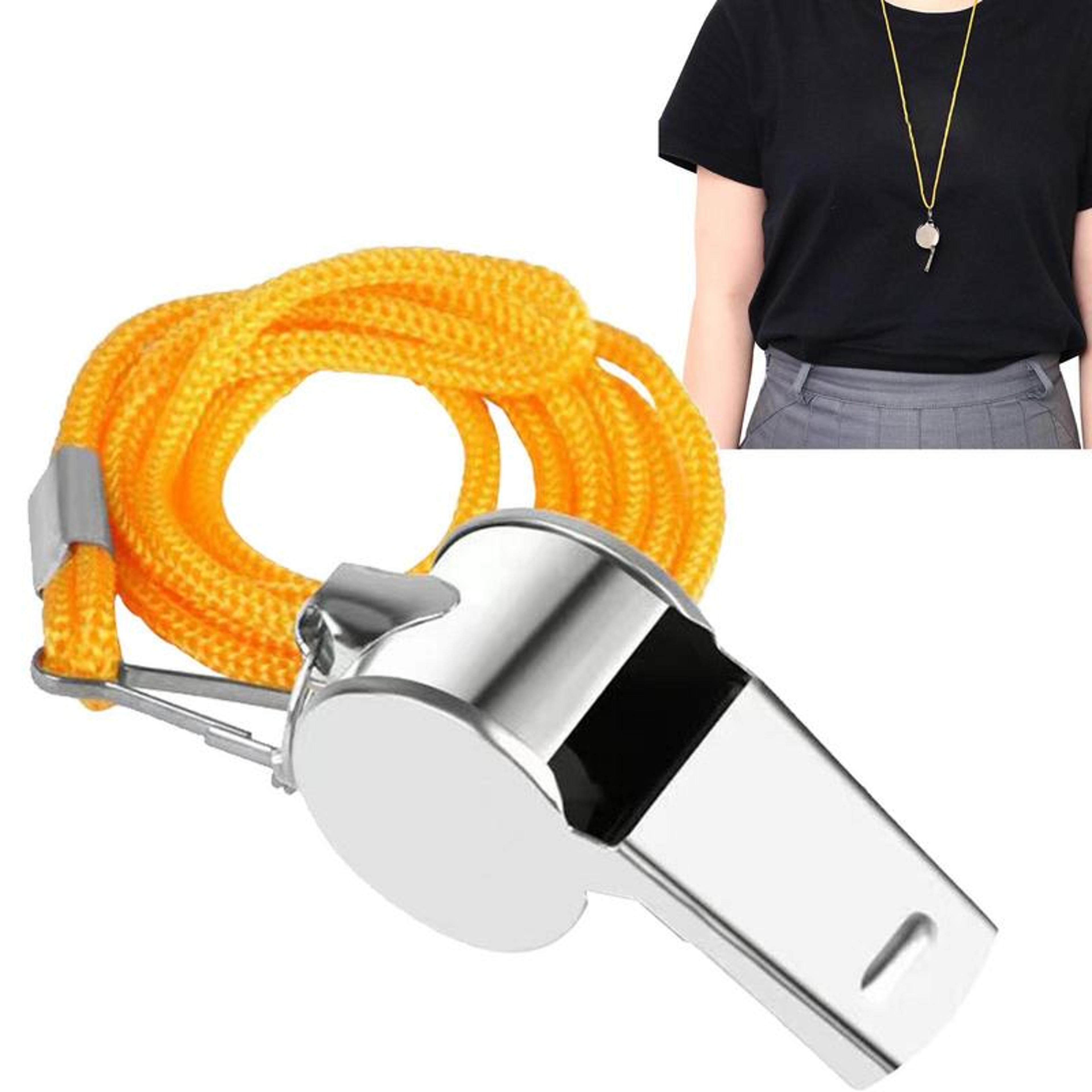 loud metal referee whistle with lanyard crisp sound for coaches, adults & sports