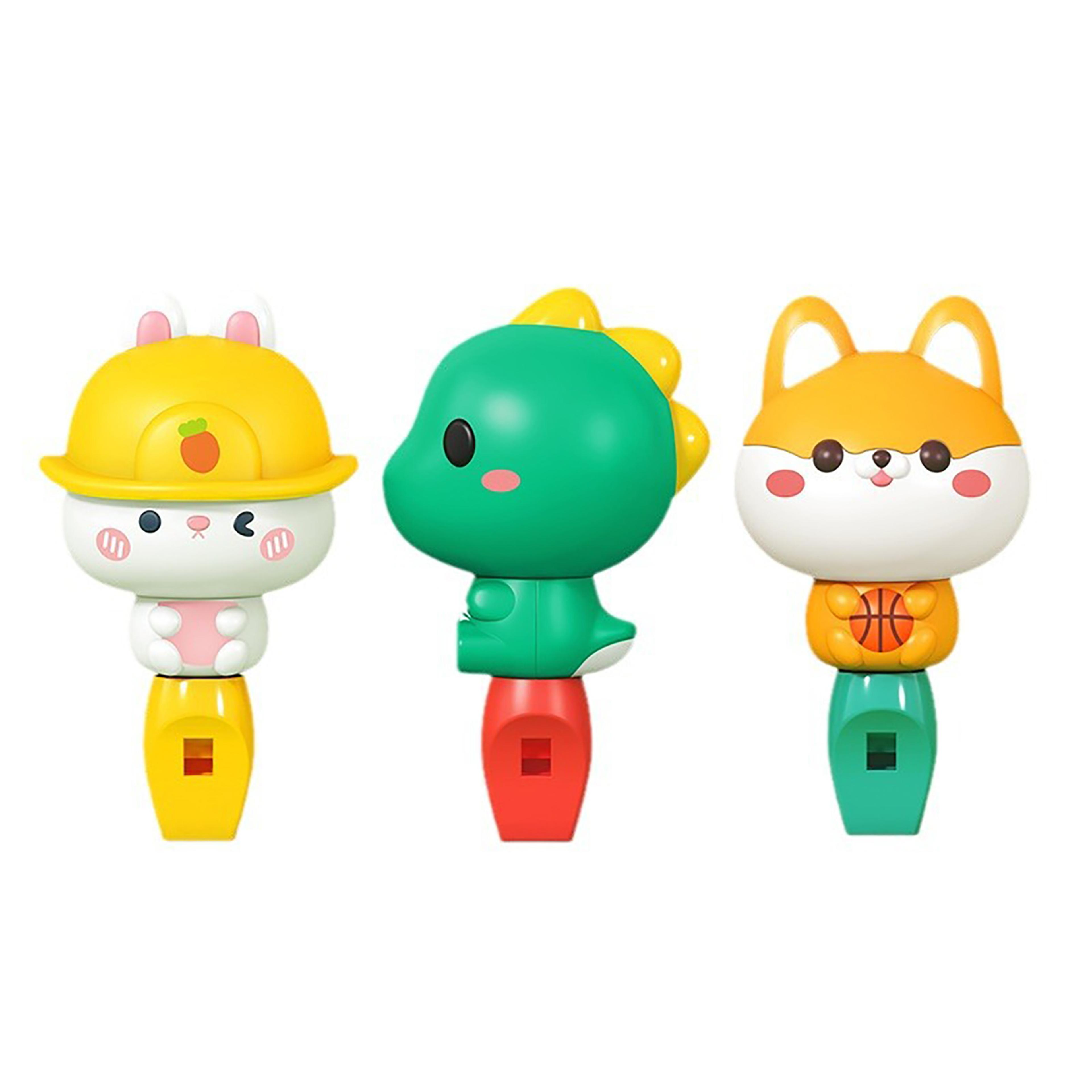 cartoon shaped rope whistle toy for kids fun rabbit, dinosaur & shiba inu designs