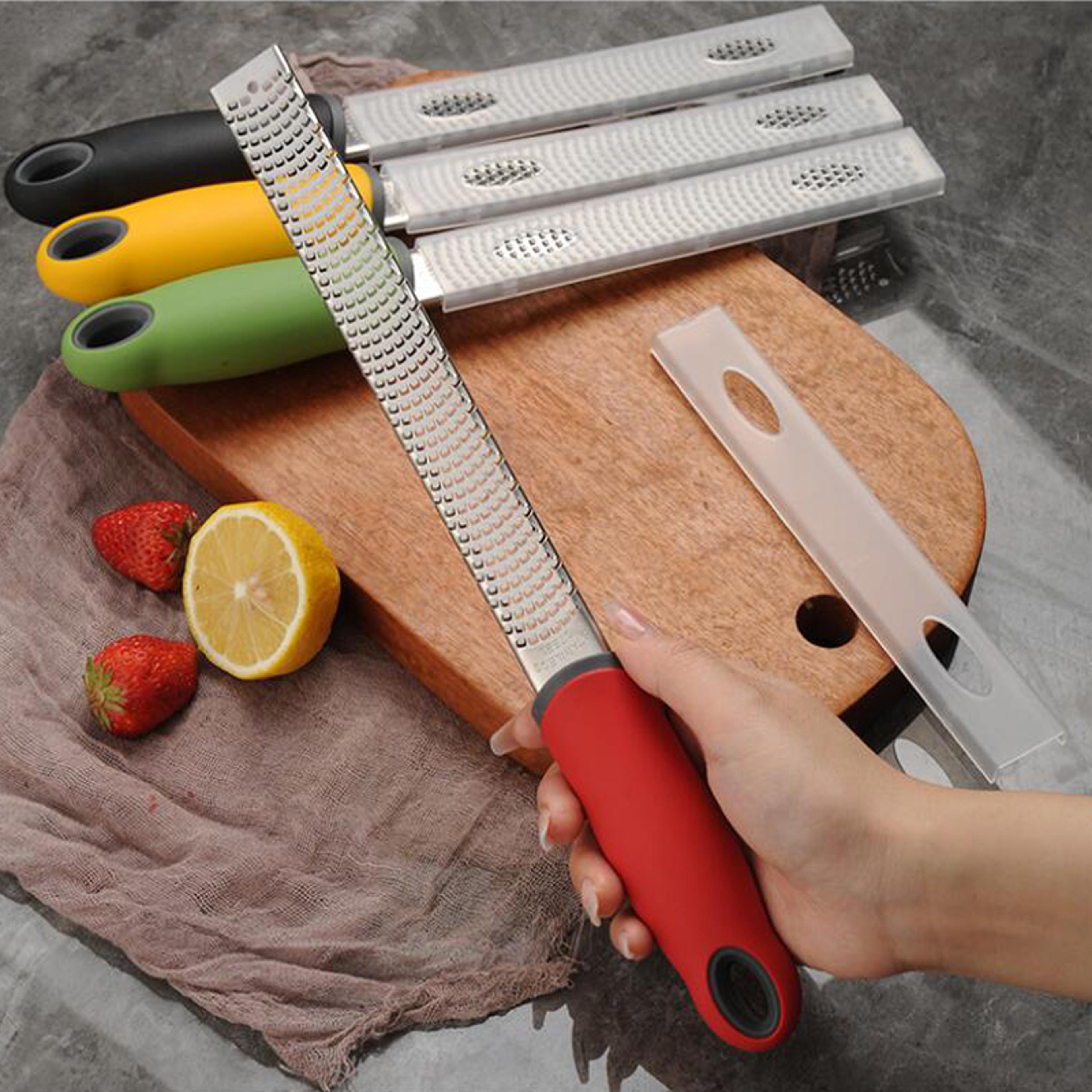 stainless steel cheese grater & lemon zester with cover nonslip handle for easy grating