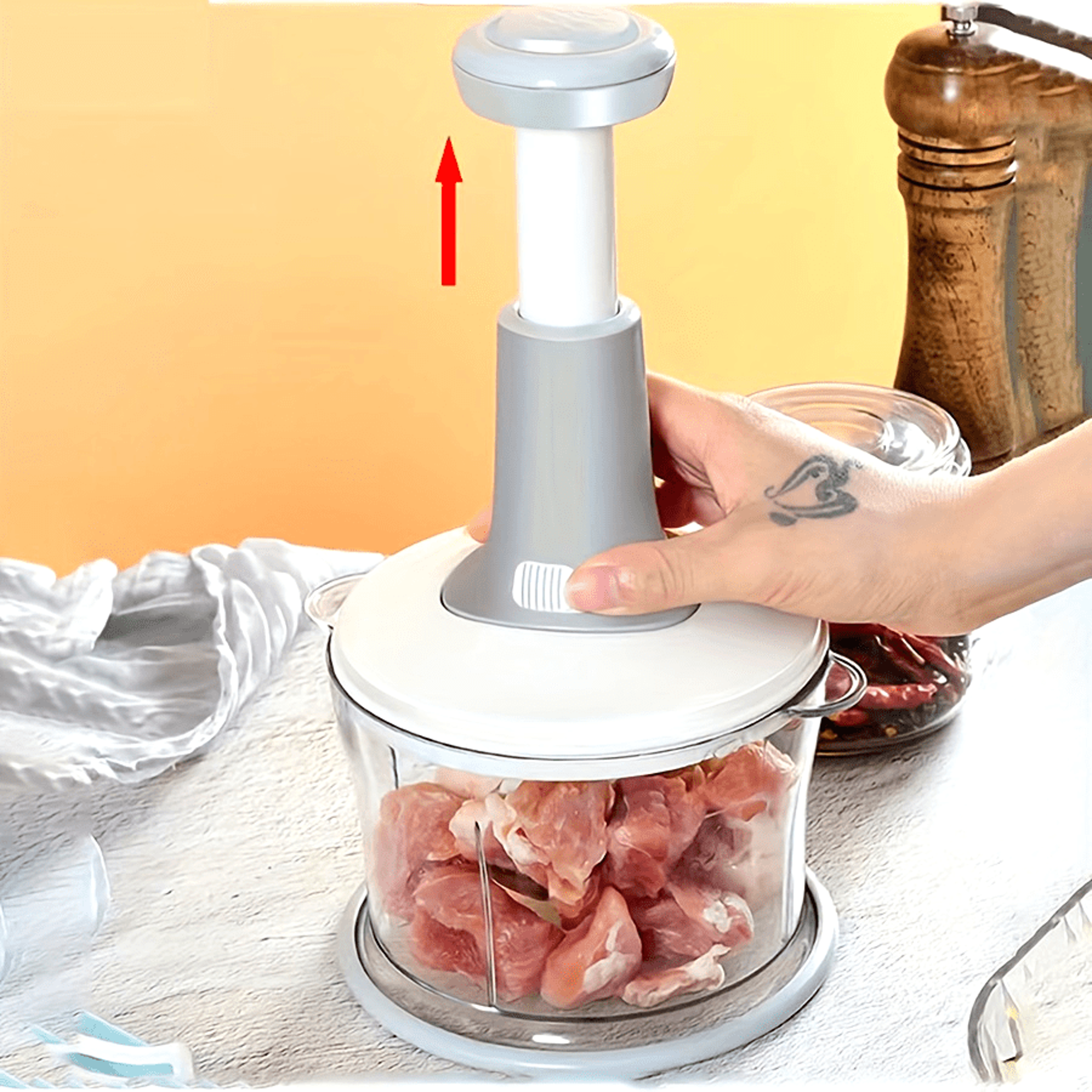 manual food processor garlic press hand-powered meat grinder & vegetable chopper