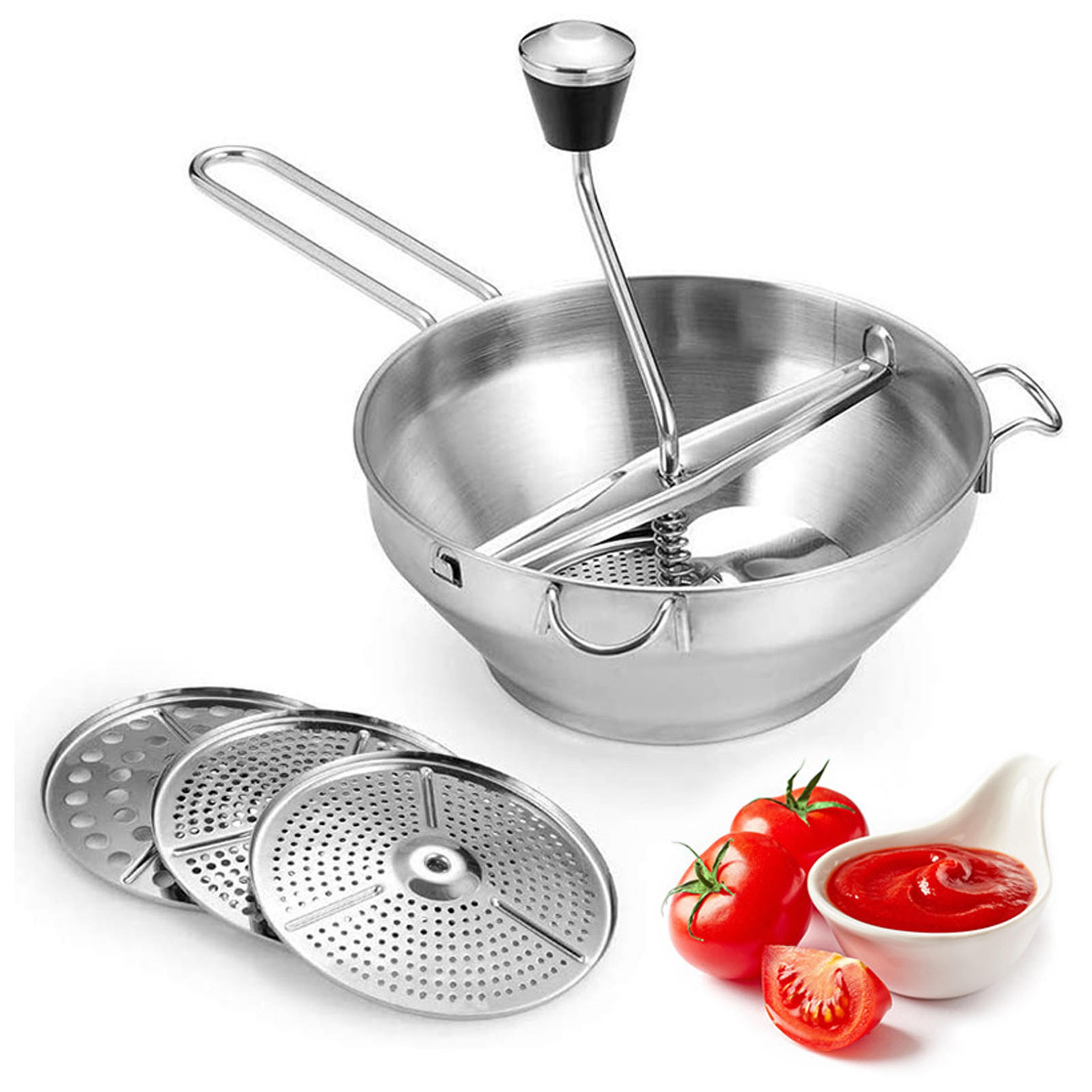 stainless steel food mill potato, jam, garlic strainer & masher