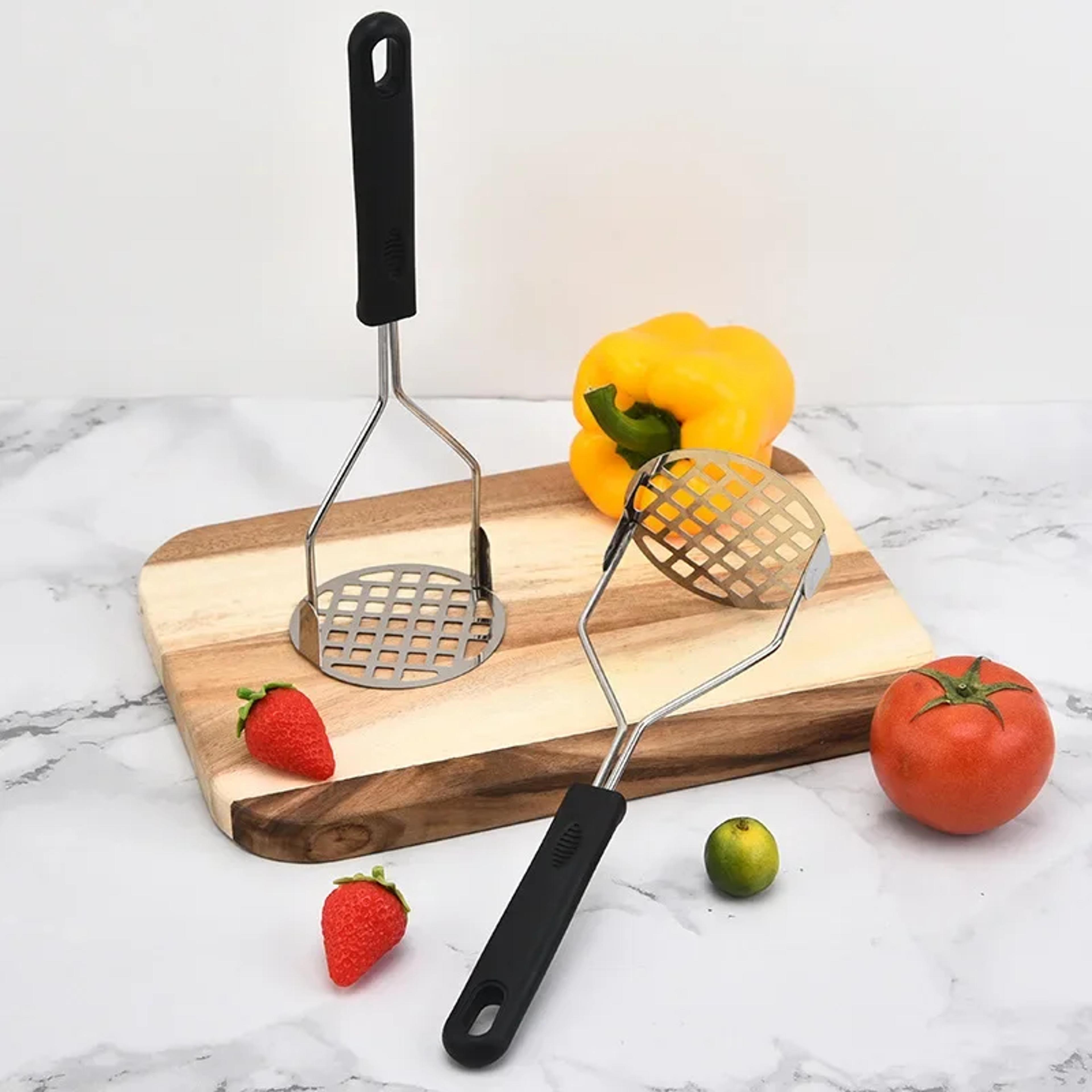 stainless steel potato masher for smooth, creamy mash & juices easy-to-use fruit & vegetable press