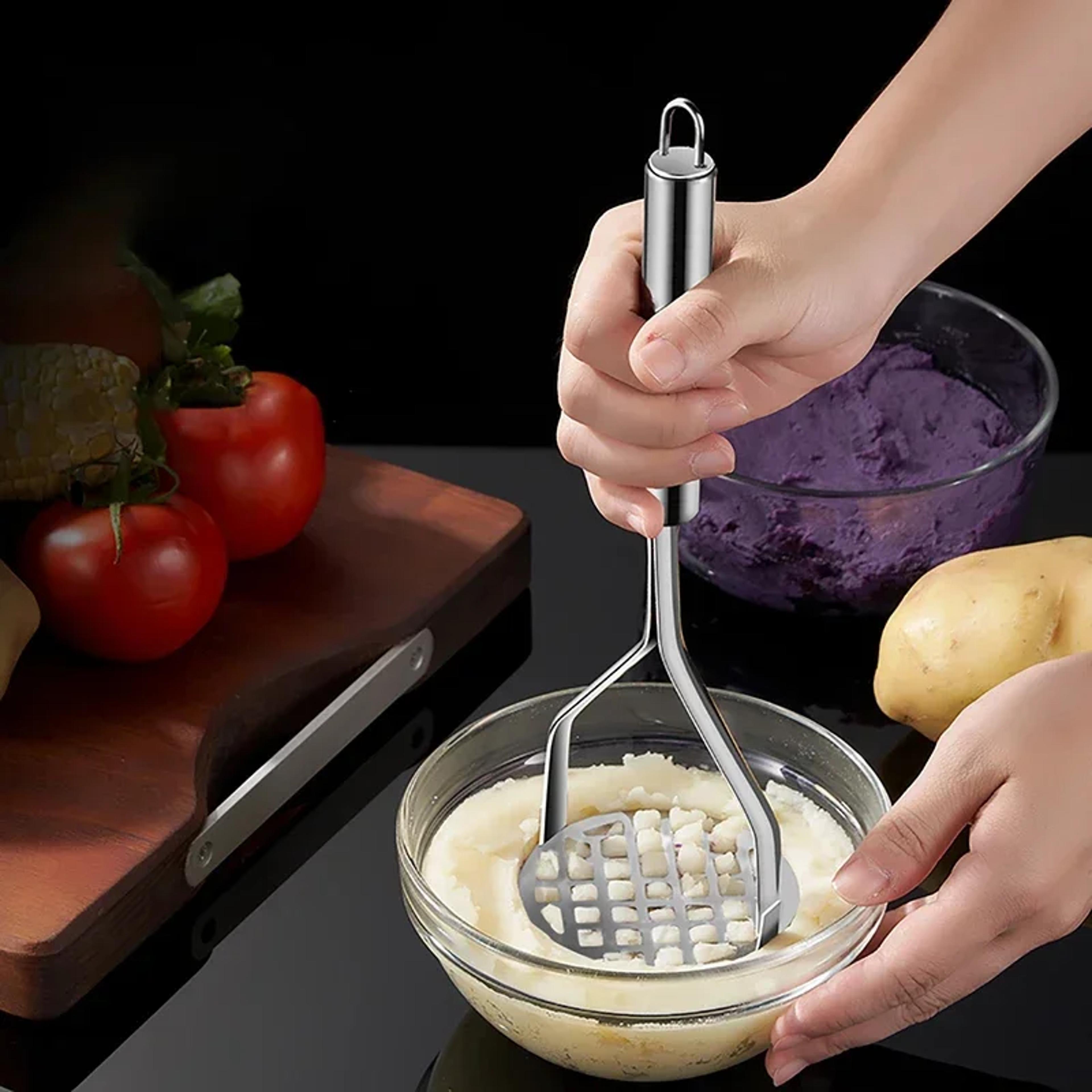 stainless steel potato masher & ricer tool for smooth mashed potatoes