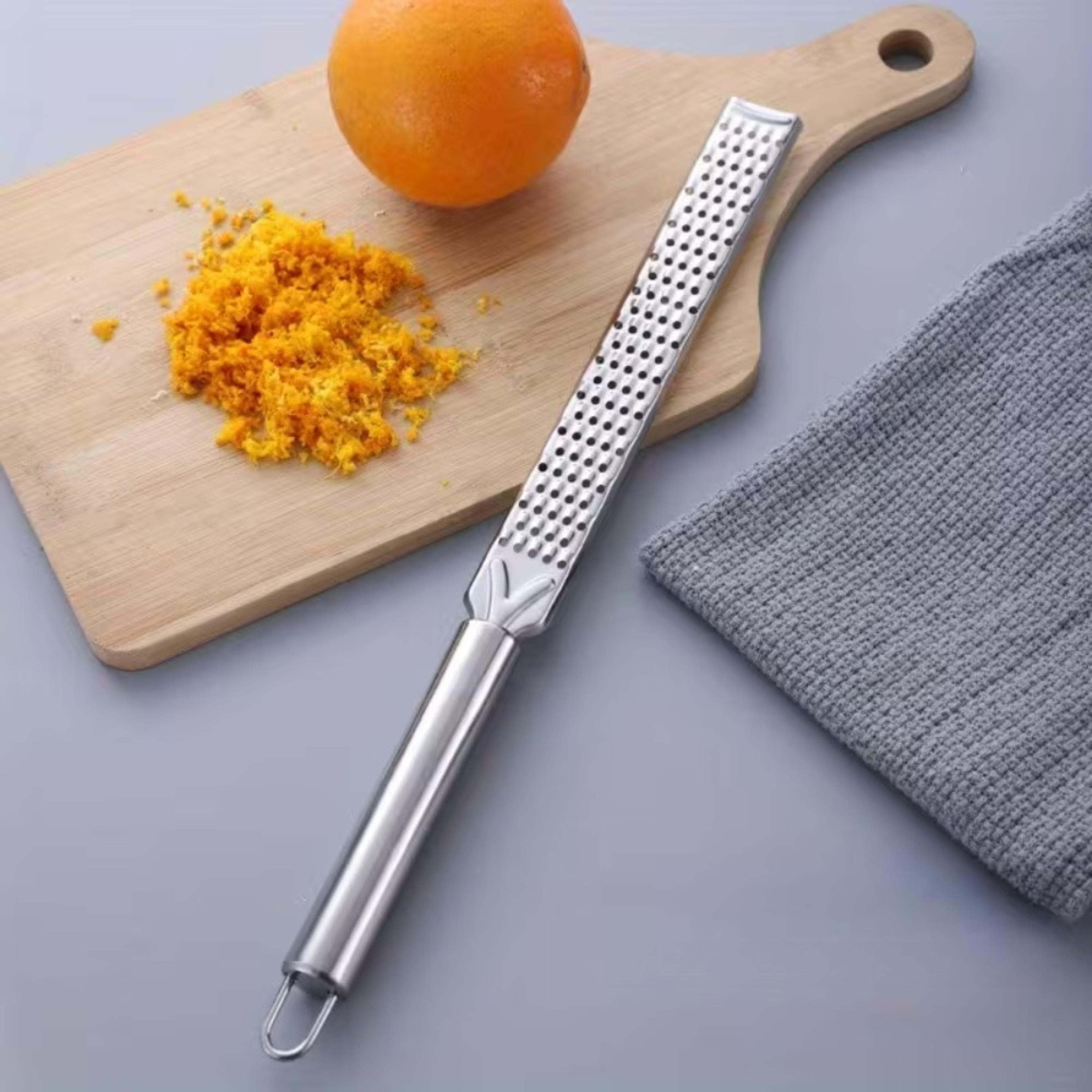 premium stainless steel cheese grater & lemon zester with long handle