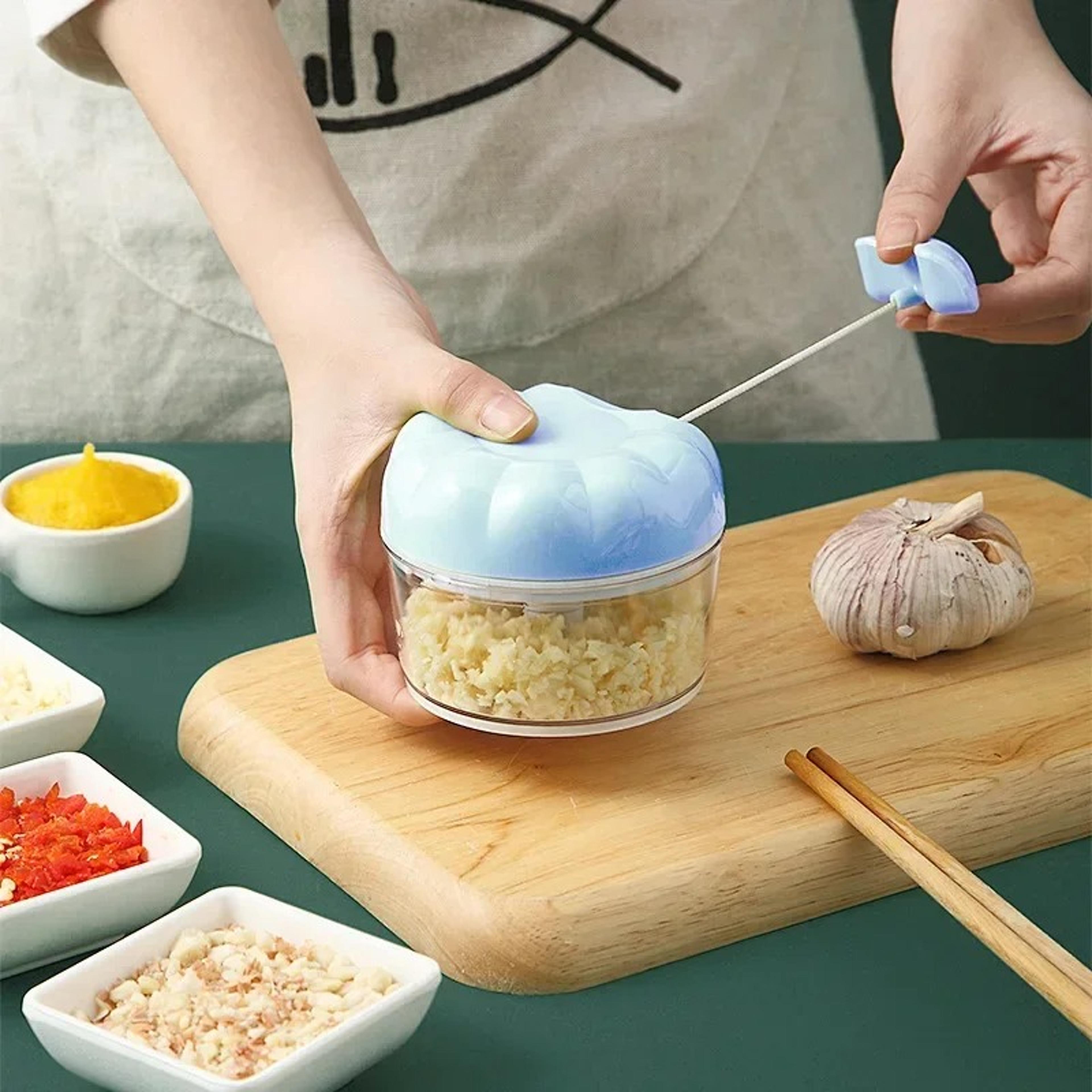 manual garlic chopper pull cord food processor compact vegetable mincer
