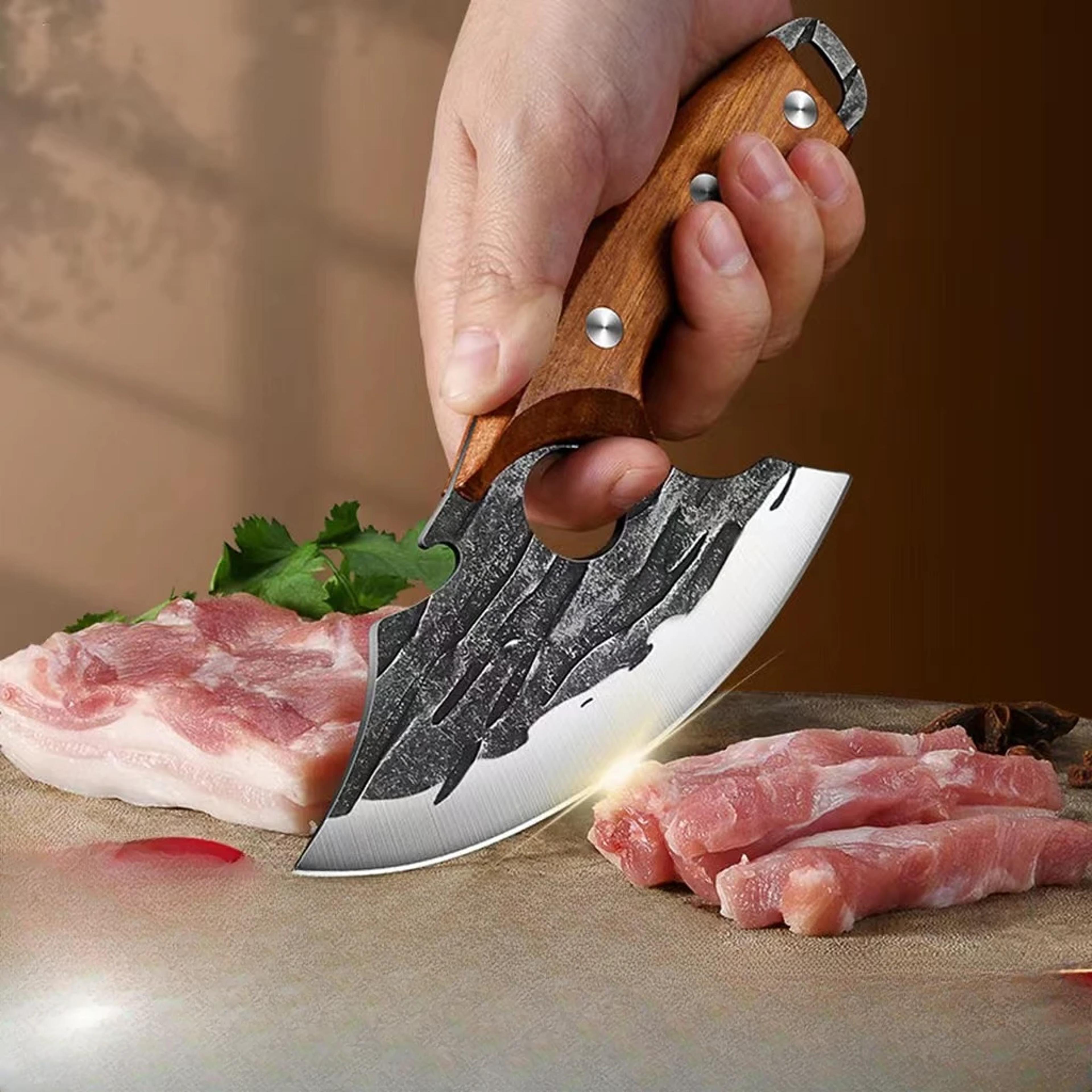 hand-forged professional meat cutting knife ideal for slaughter, butchering & meat preparation