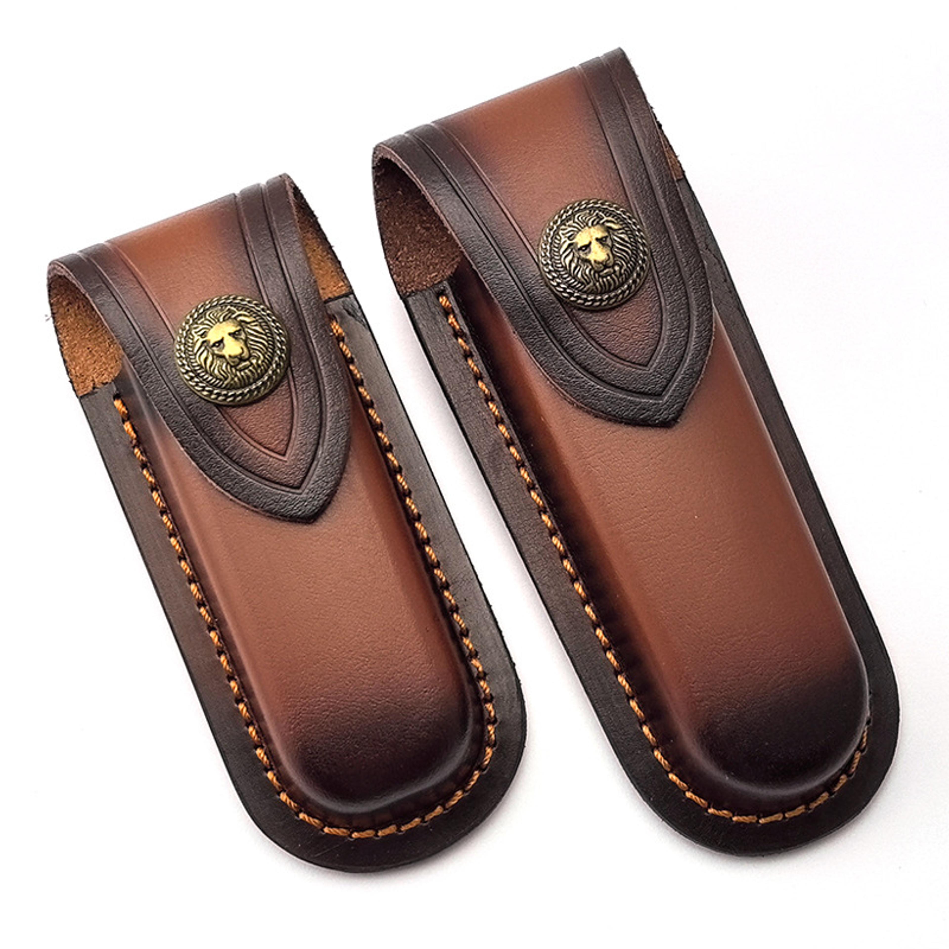 genuine cowhide leather knife sheath & storage pouch durable, foldable knife holder for tactical tools
