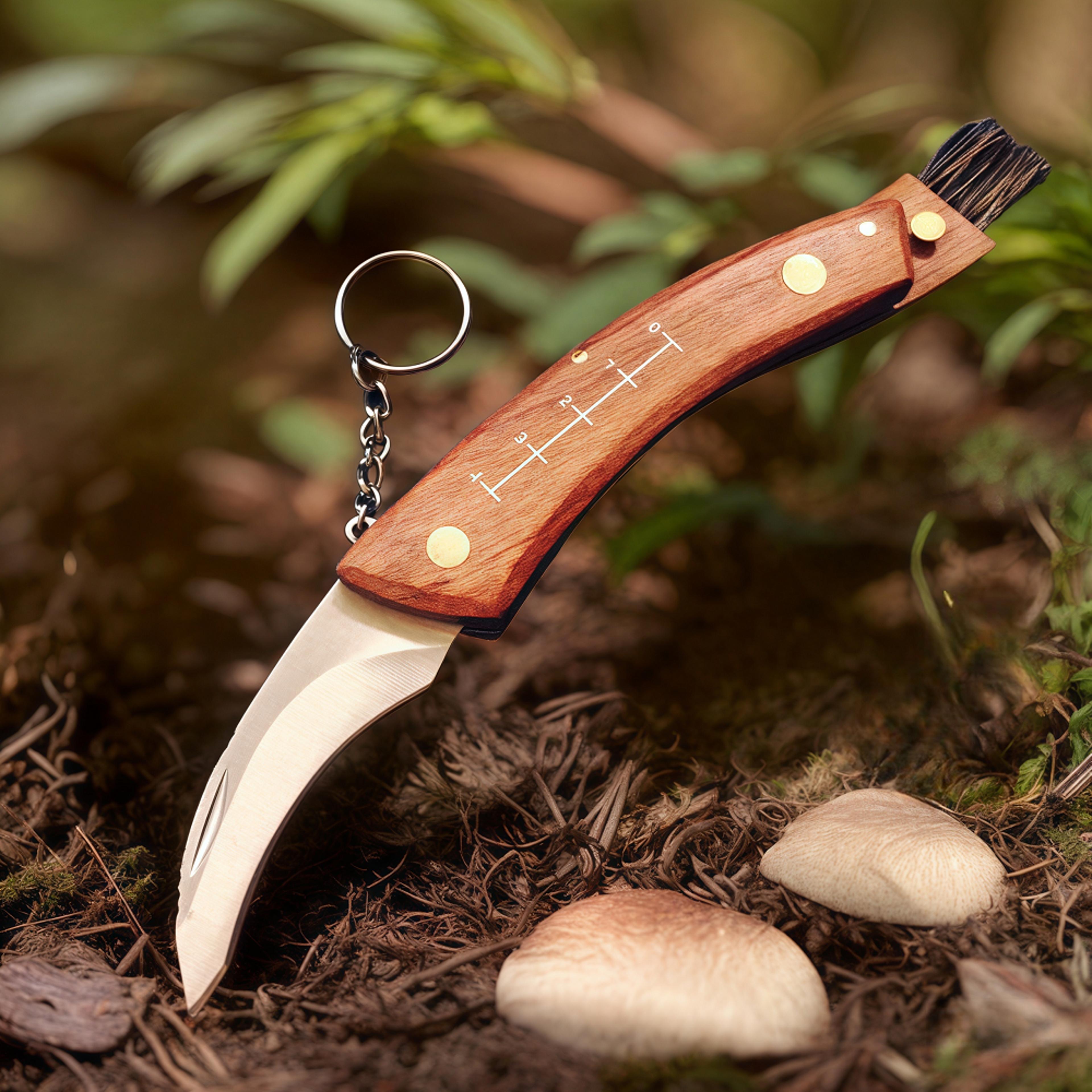 mushroom folding knife rosewood handle, stainless steel blade, bbq tool for camping & outdoor bushcraft
