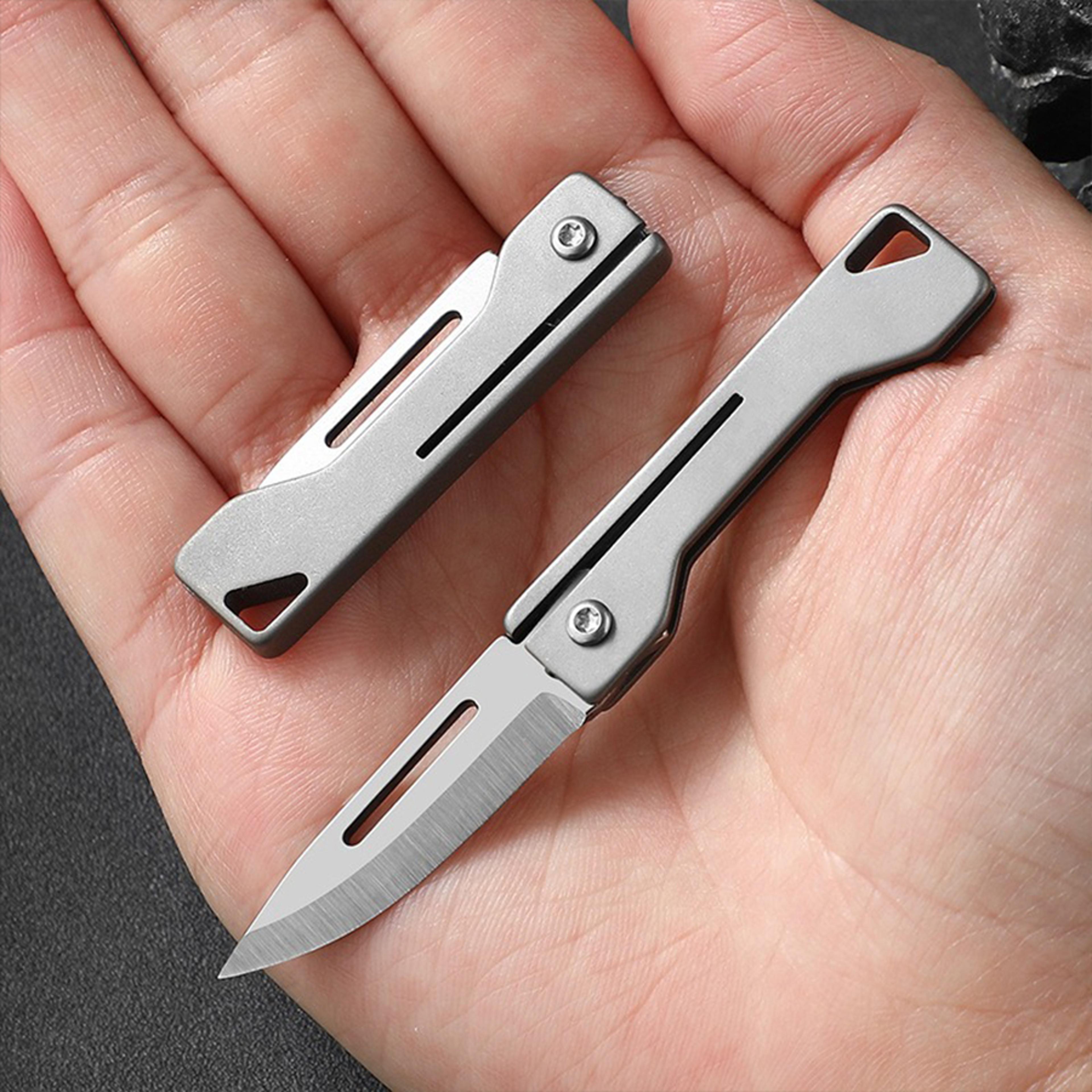 titanium folding utility knife portable mini pocket tool for outdoor use & box opening