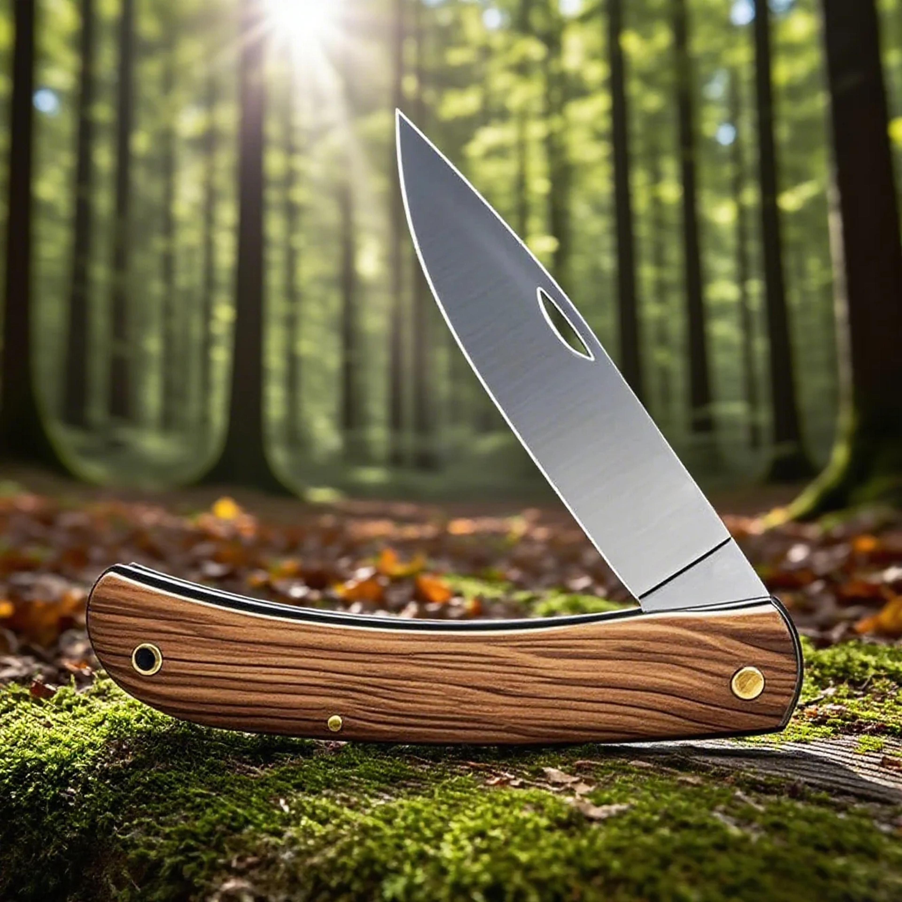 stainless steel folding pocket knife premium fillet knife with rosewood handle for fishing & outdoor adventures