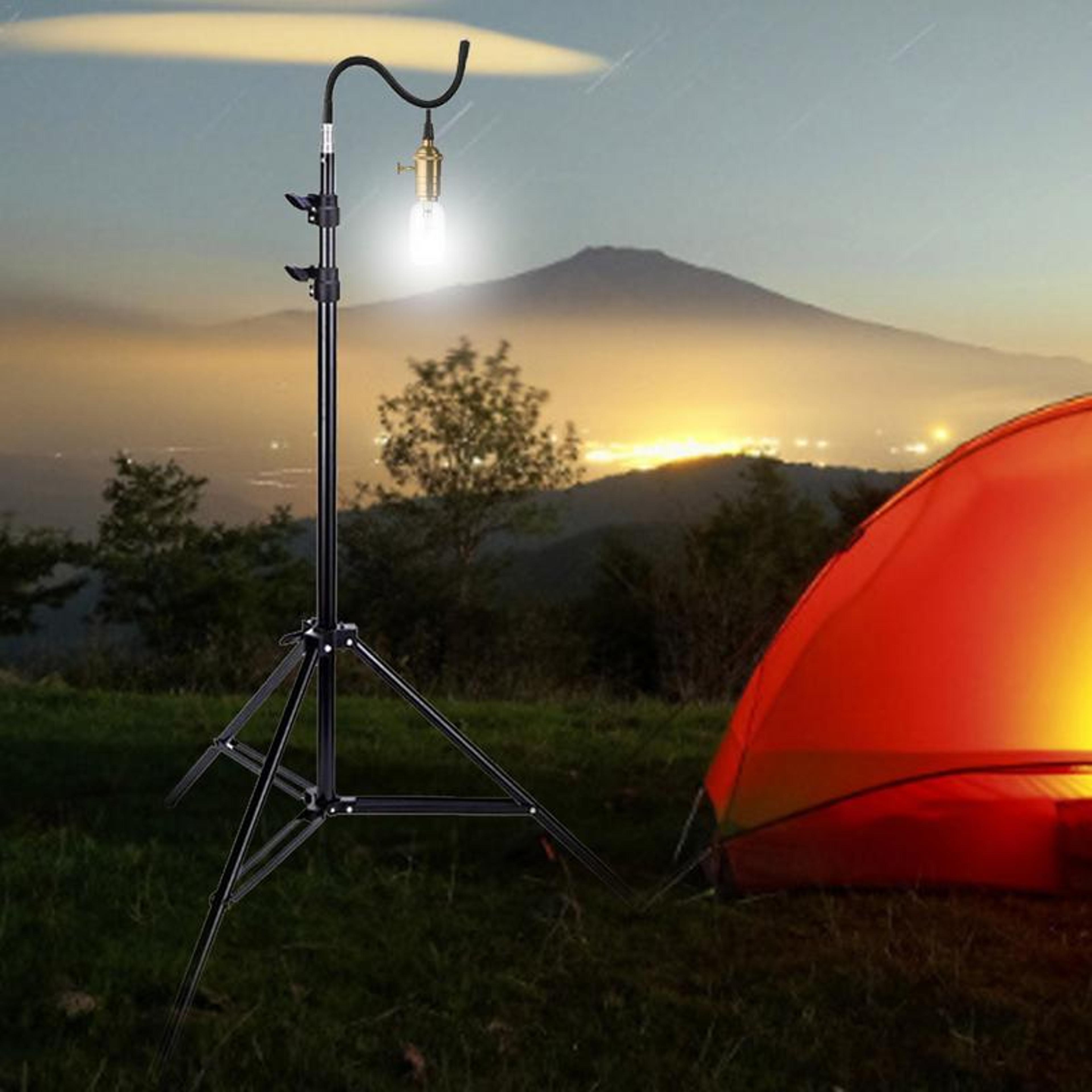 adjustable lightweight aluminium camping light stand with telescoping tripod for outdoor use