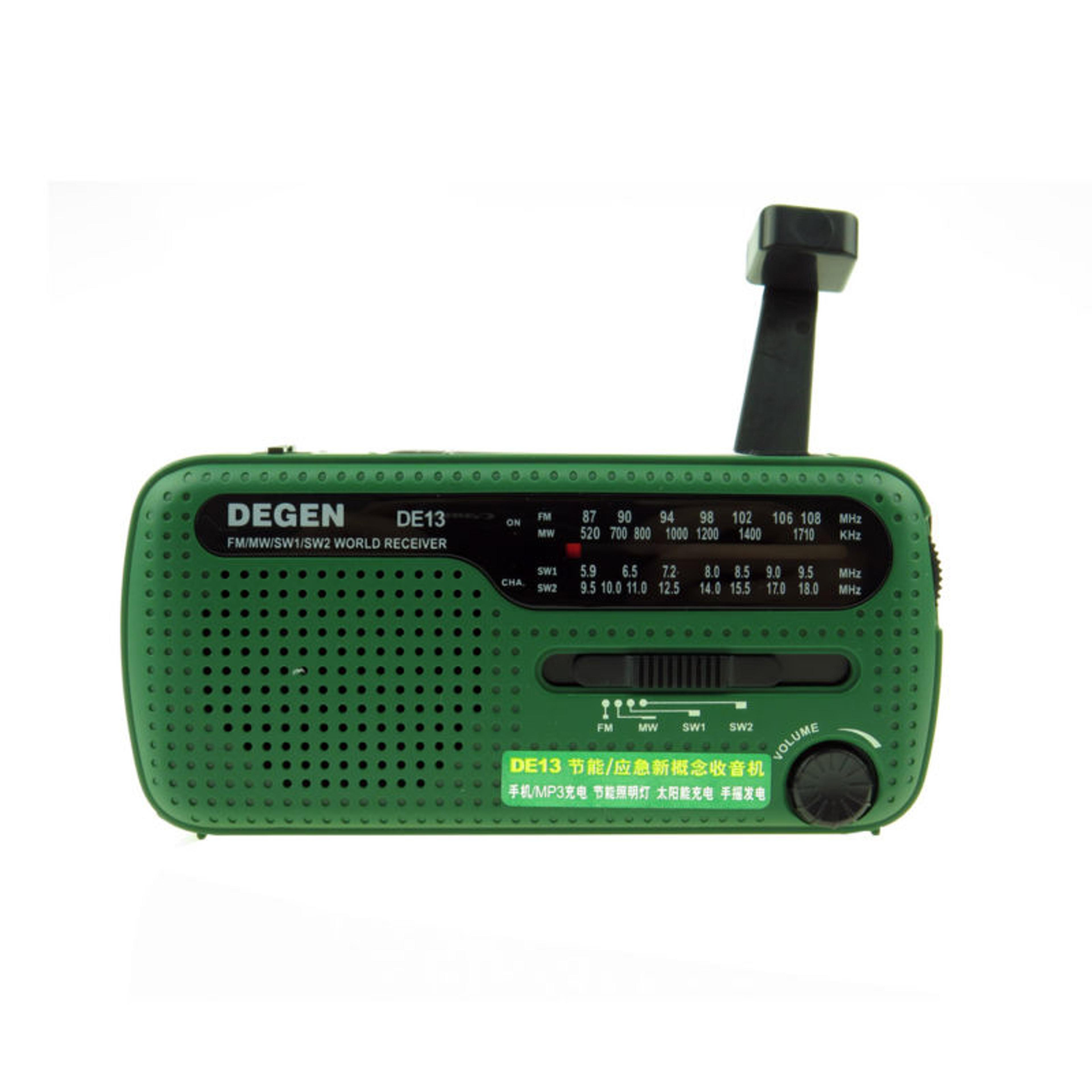 portable sun-powered alarm clock radio with emergency radio & phone charger