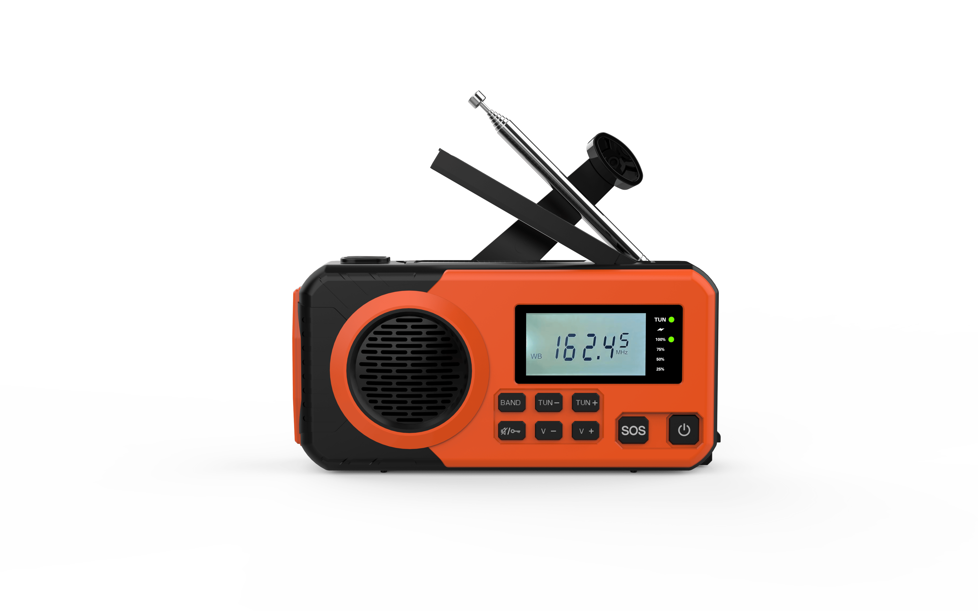emergency weather radio with hand crank, solar powered radio and phone charger