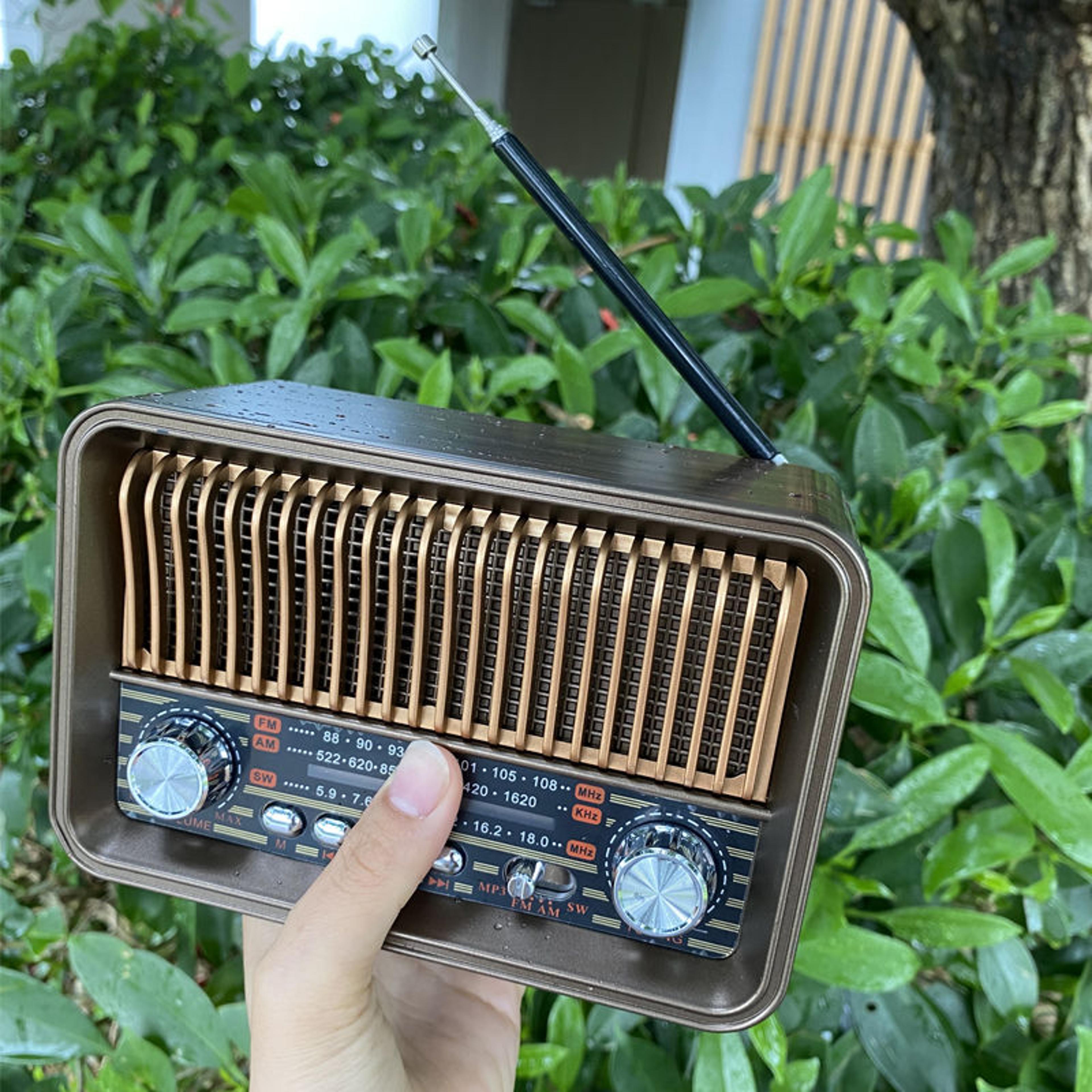 retrowave portable am fm sw radio bluetooth speaker with flashlight