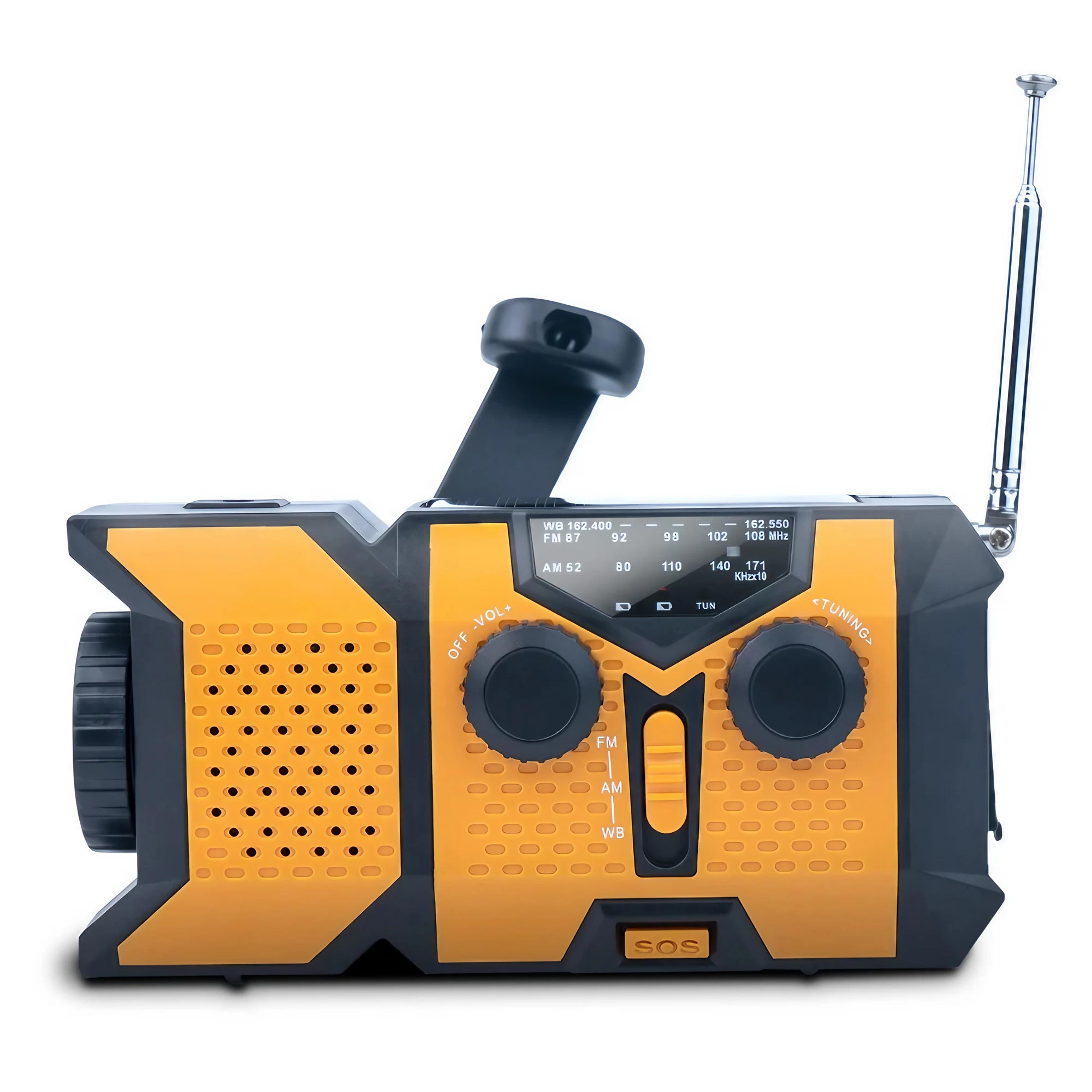 stormready emergency weather radio with hand crank solar power and led flashlight