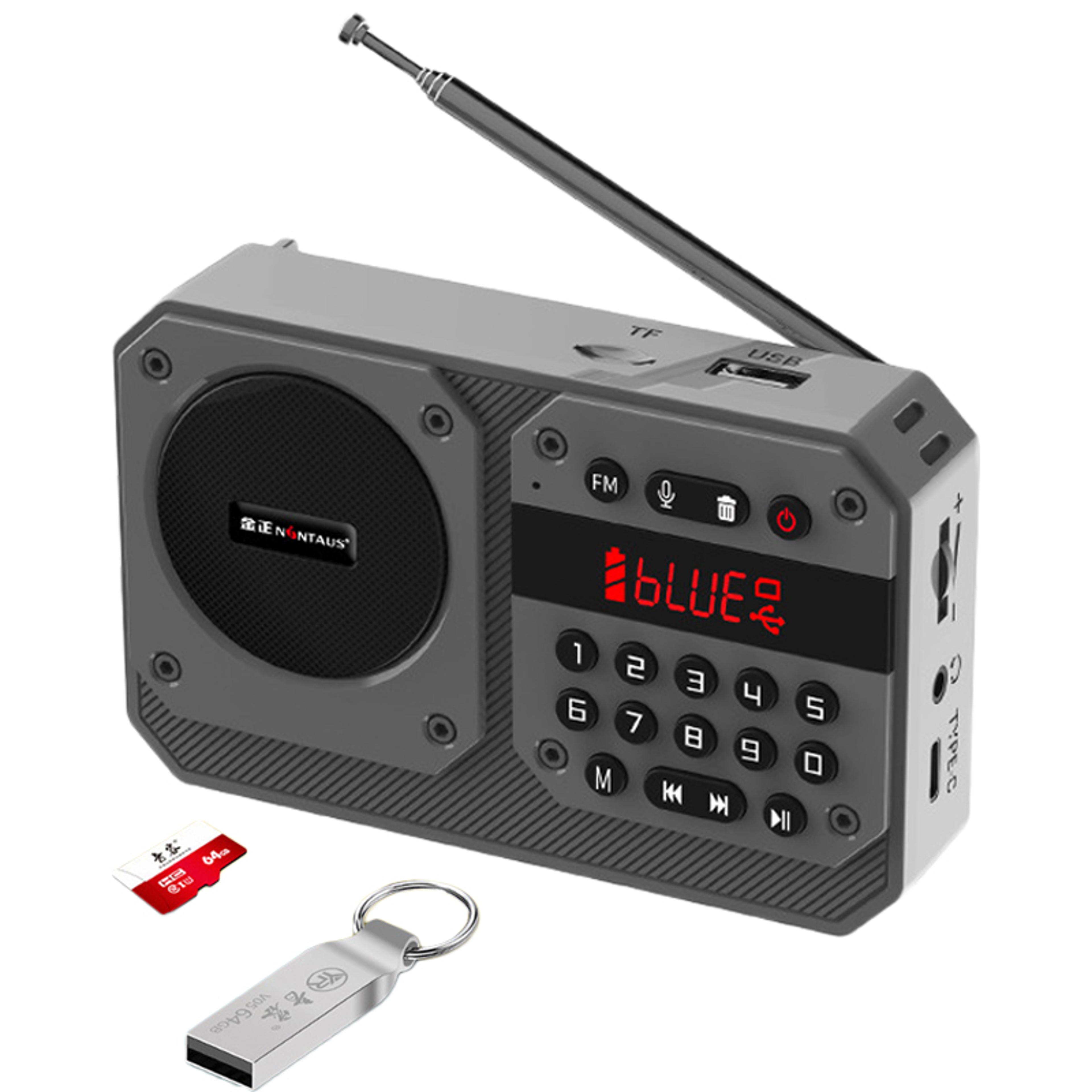 pockettune portable fm radio bluetooth speaker with recording