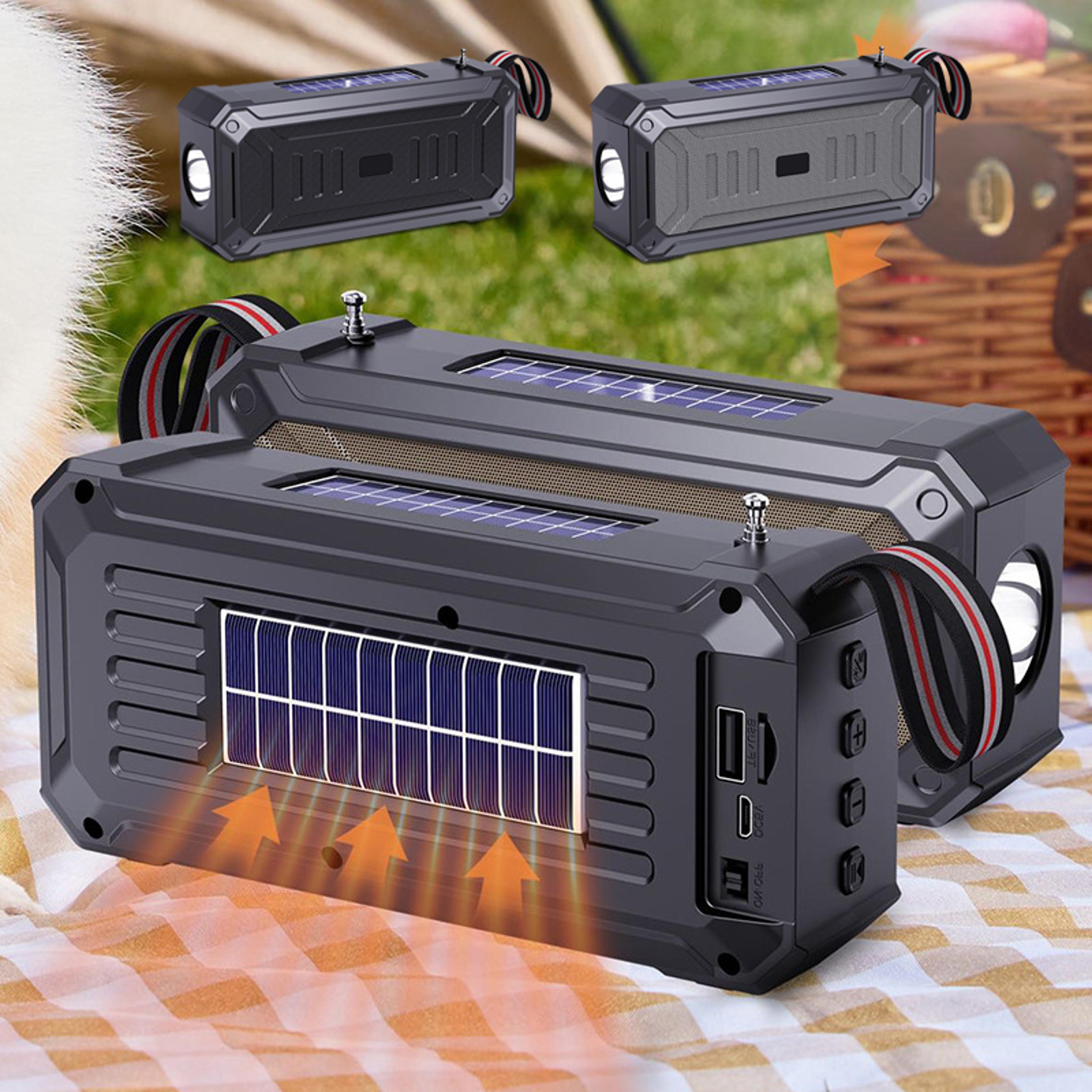 solar bluetooth speaker with fm radio flashlight and usb playback