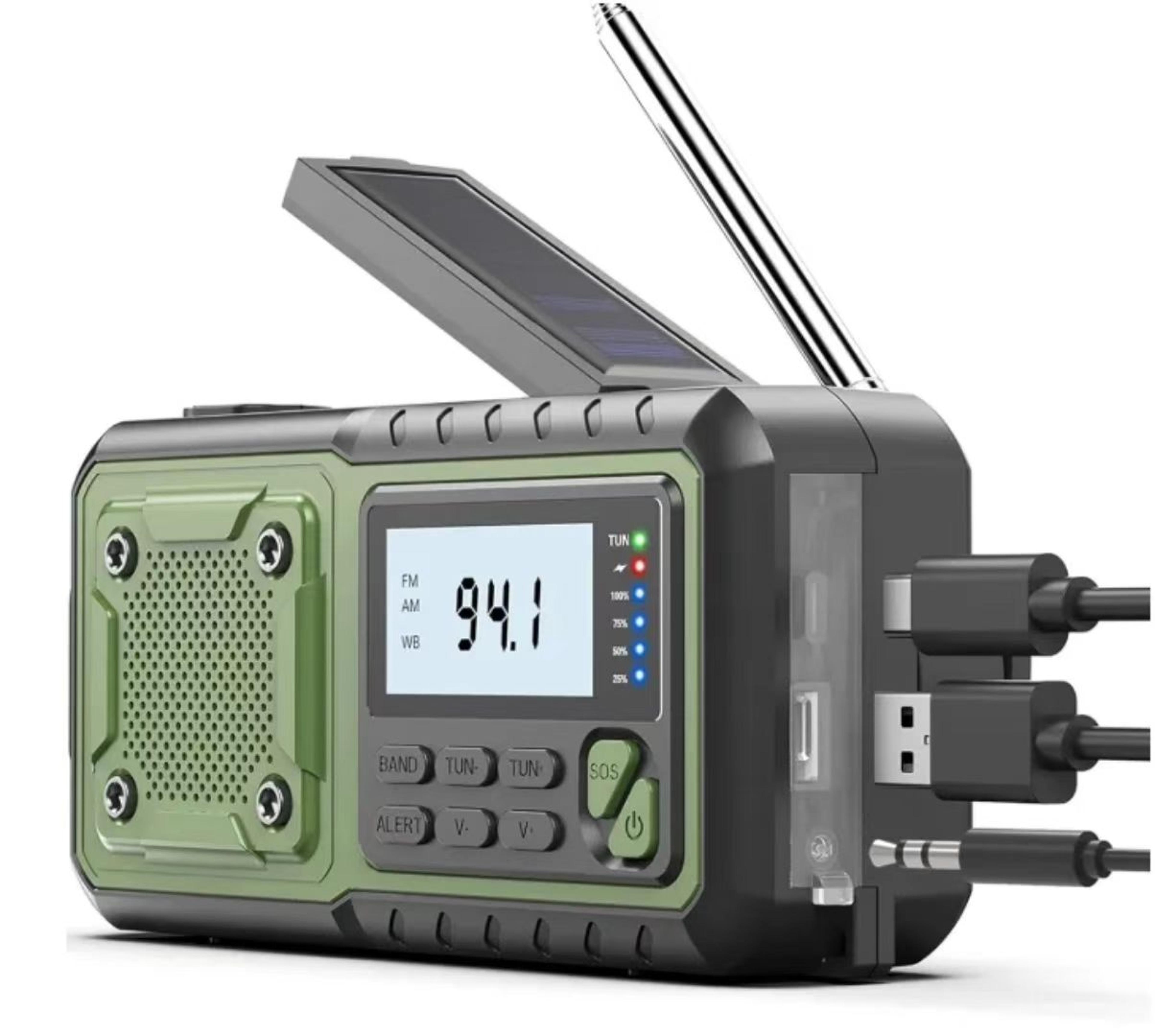 emergency crank radio power bank with fm am sw torch and reading light