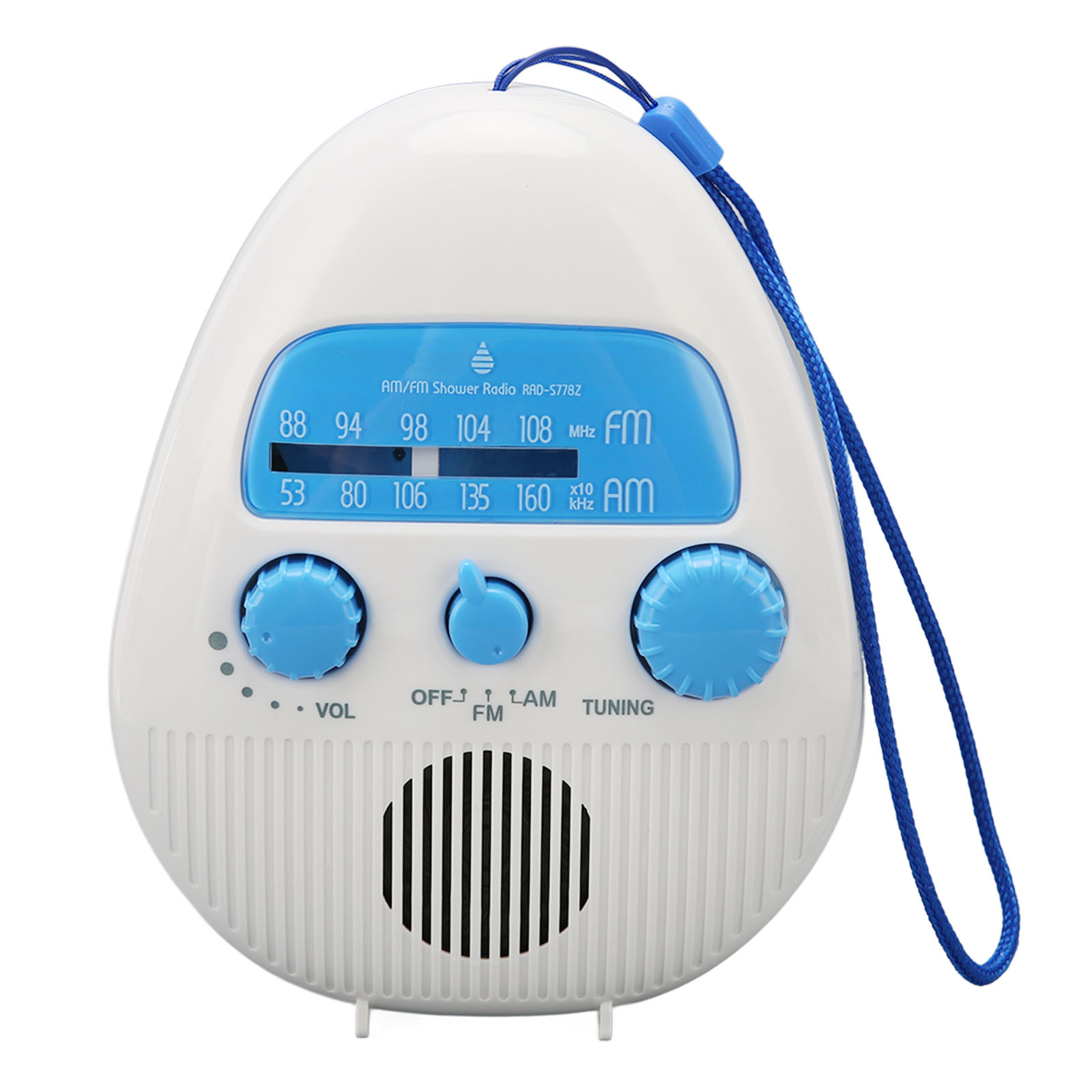 portable waterproof shower radio with built in speaker and am fm tuning