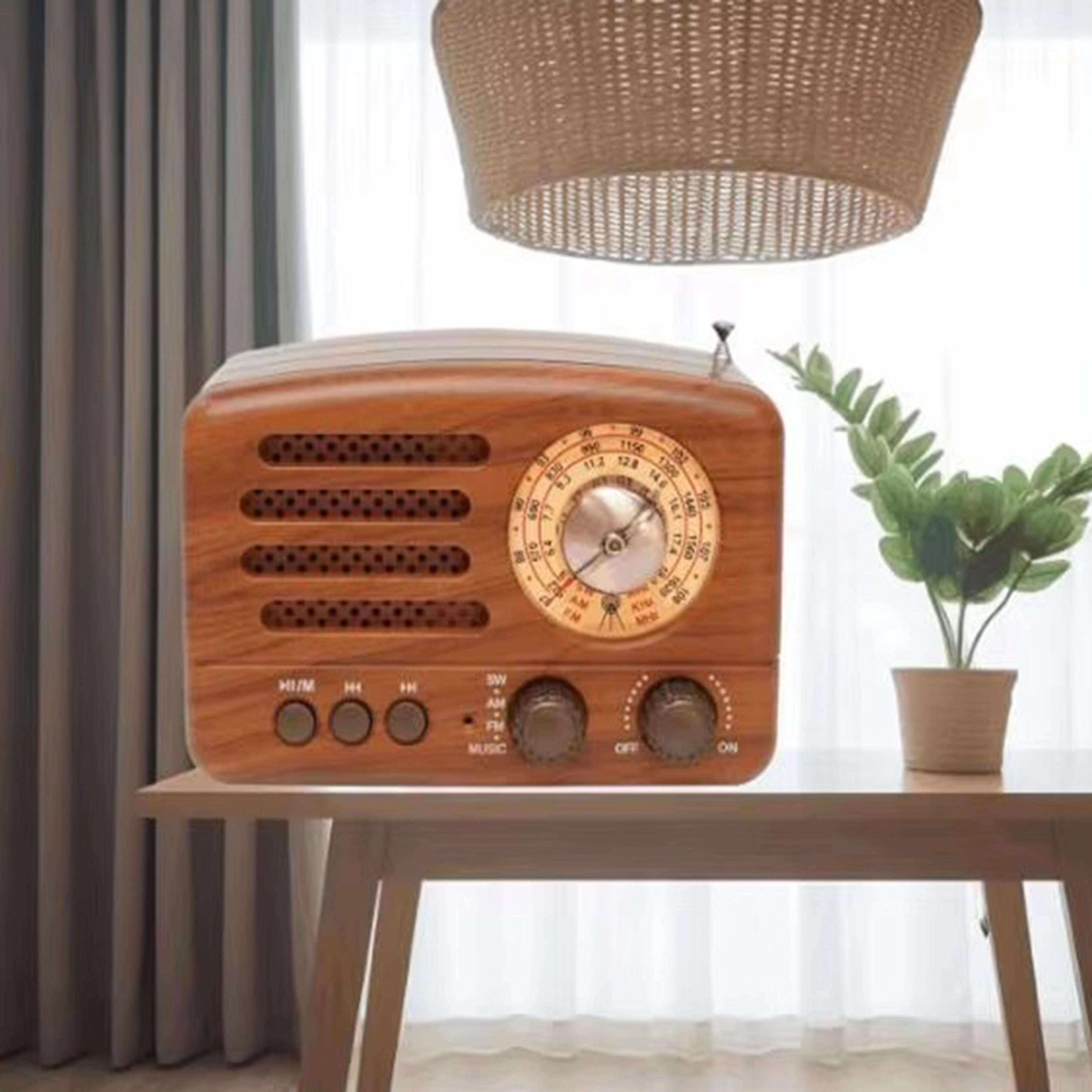 rechargeable retro bluetooth radio portable fm/am stereo with aux and usb connectivity