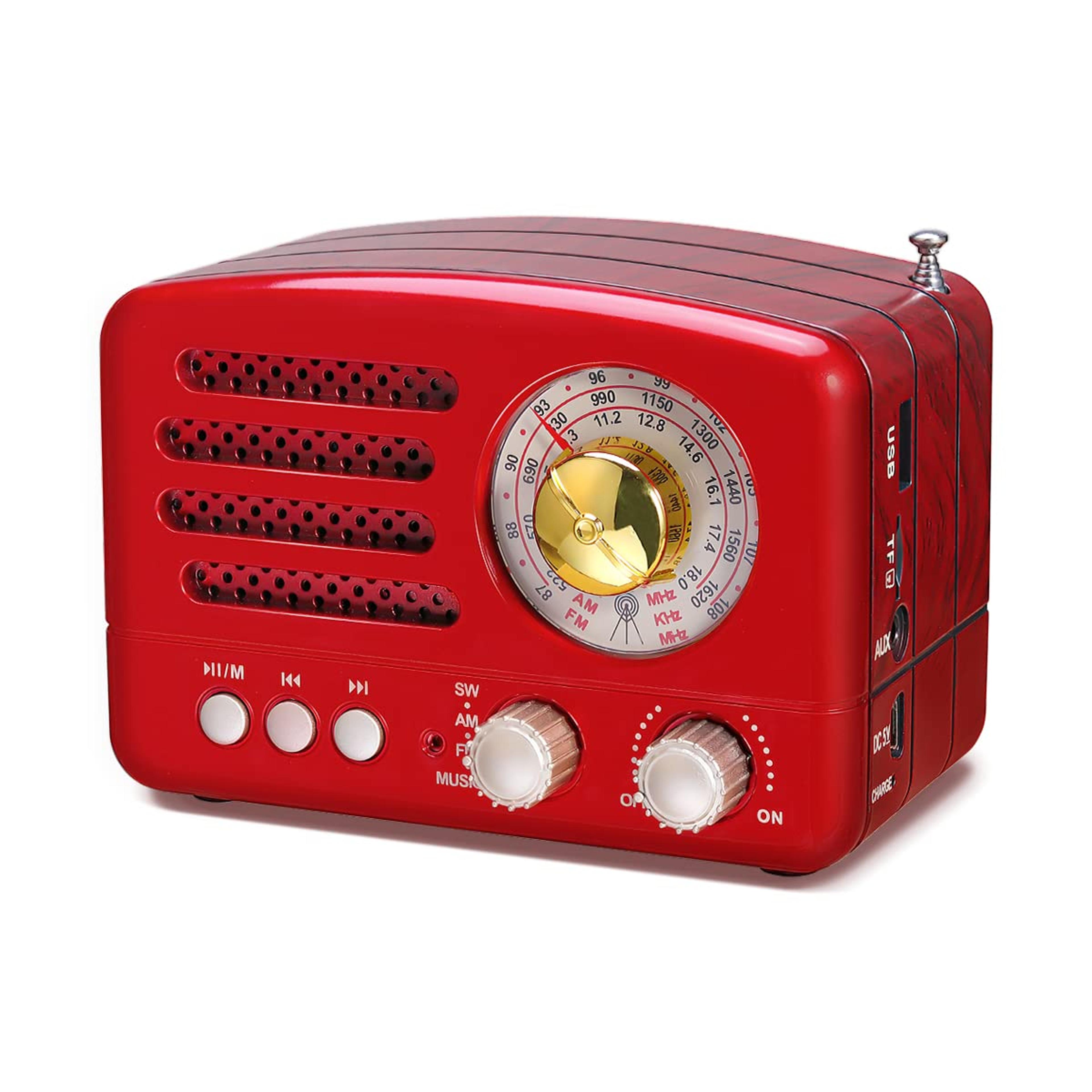 portable bluetooth retro radio, rechargeable battery