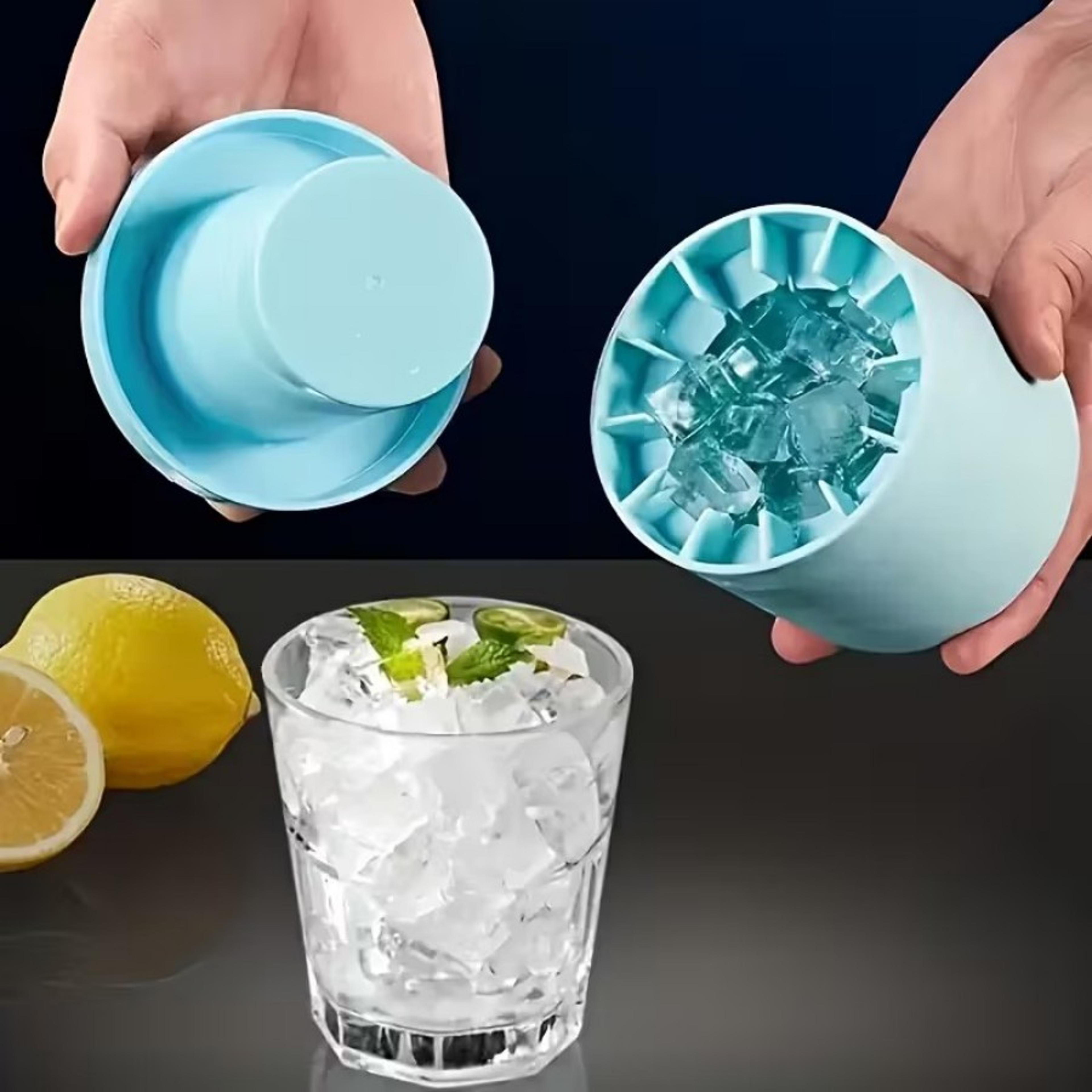 leak-proof silicone ice cube tray stackable & dishwasher safe for whiskey cocktails