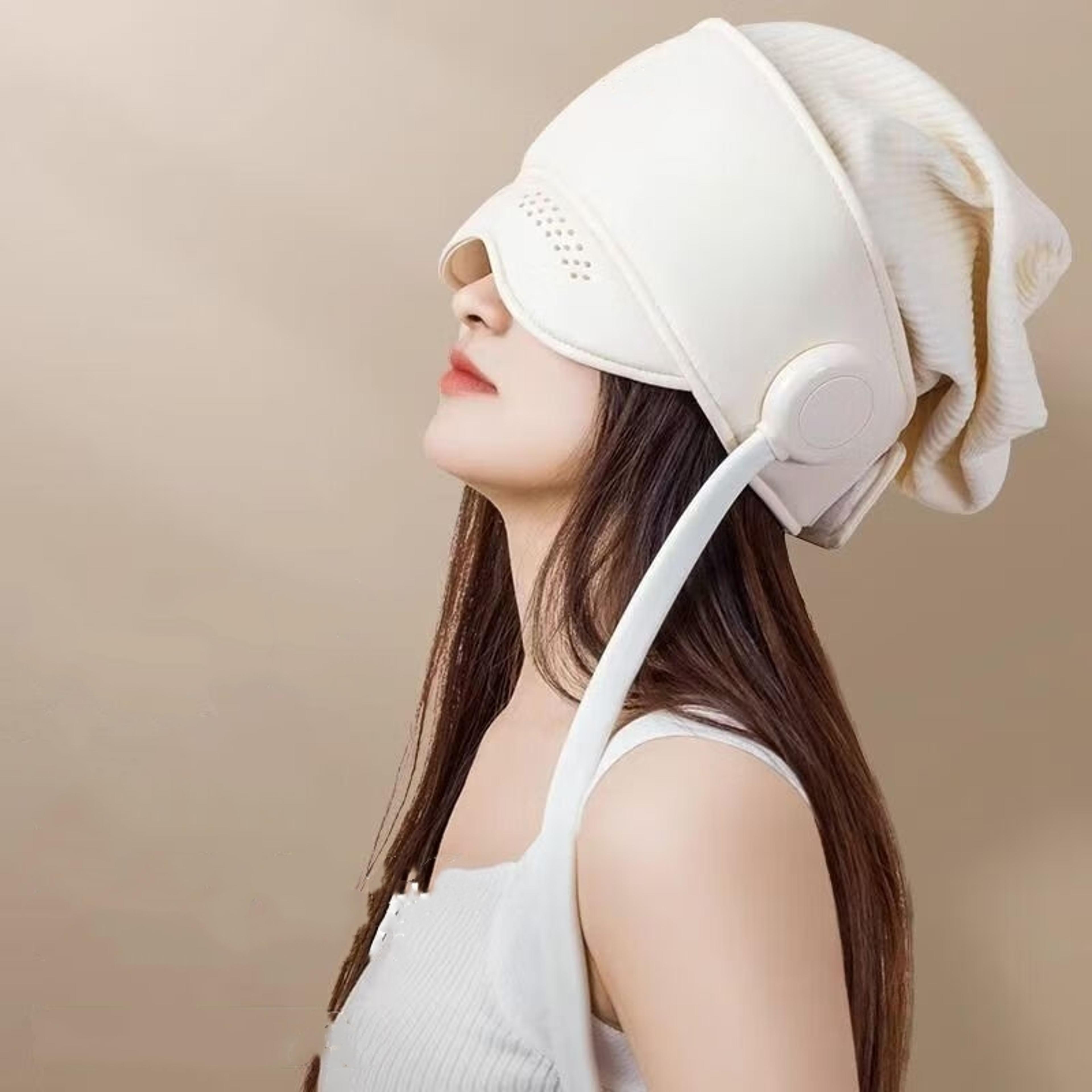 rechargeable electric head and eye massager with heat for stress and headache relief