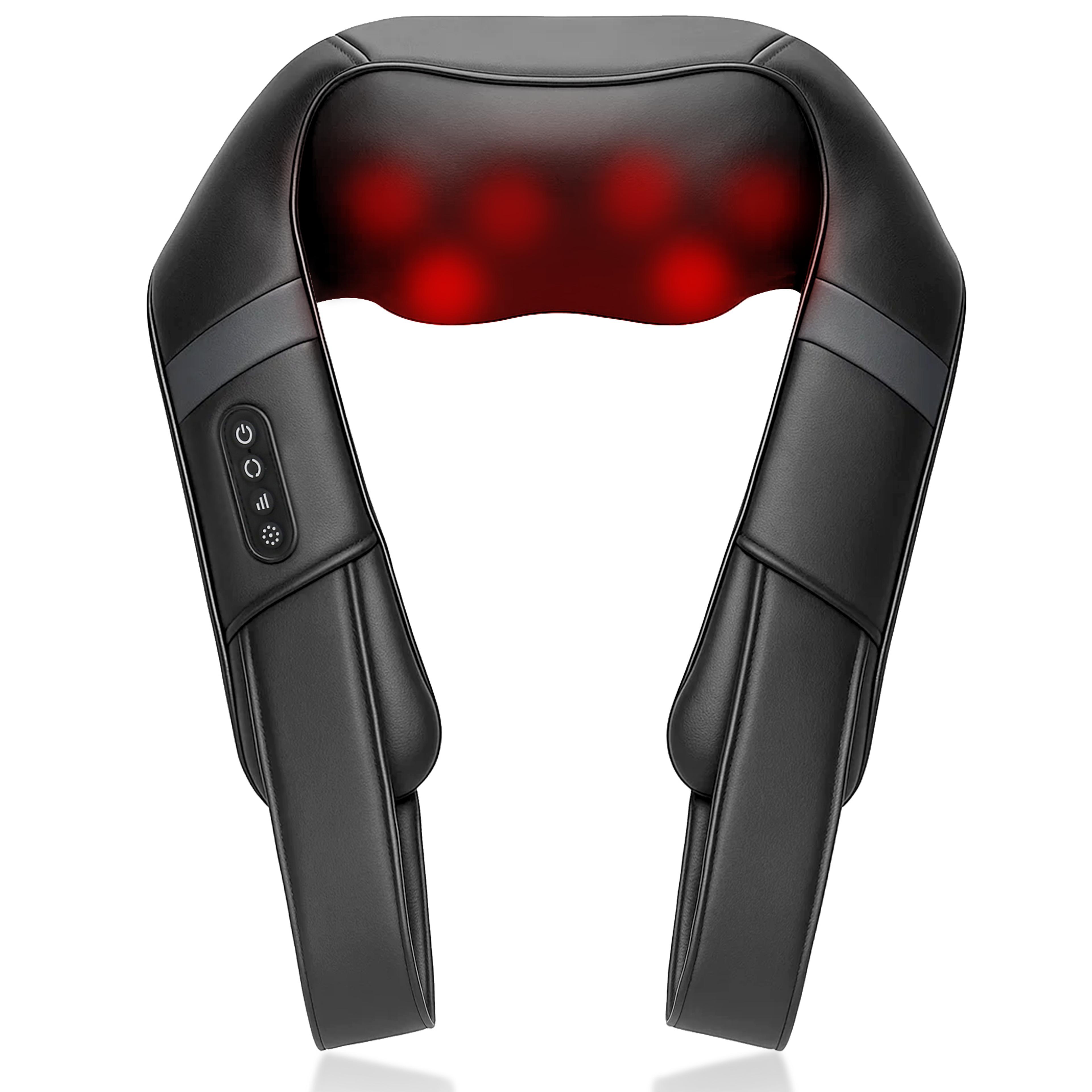 neck massager with heating & kneading heads, intensity levels for ultimate pain relief