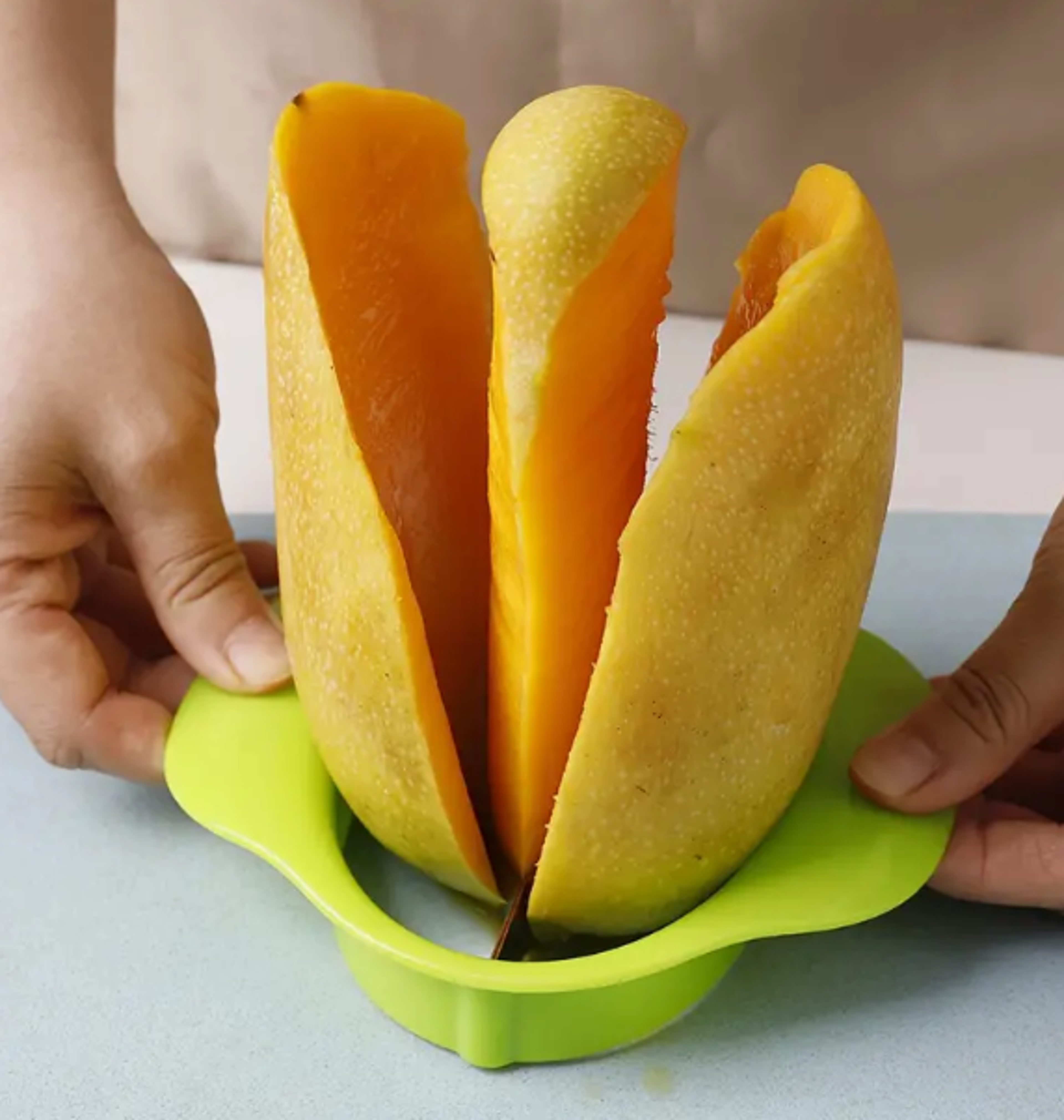 stainless steel mango slicer and corer with easy grip handles