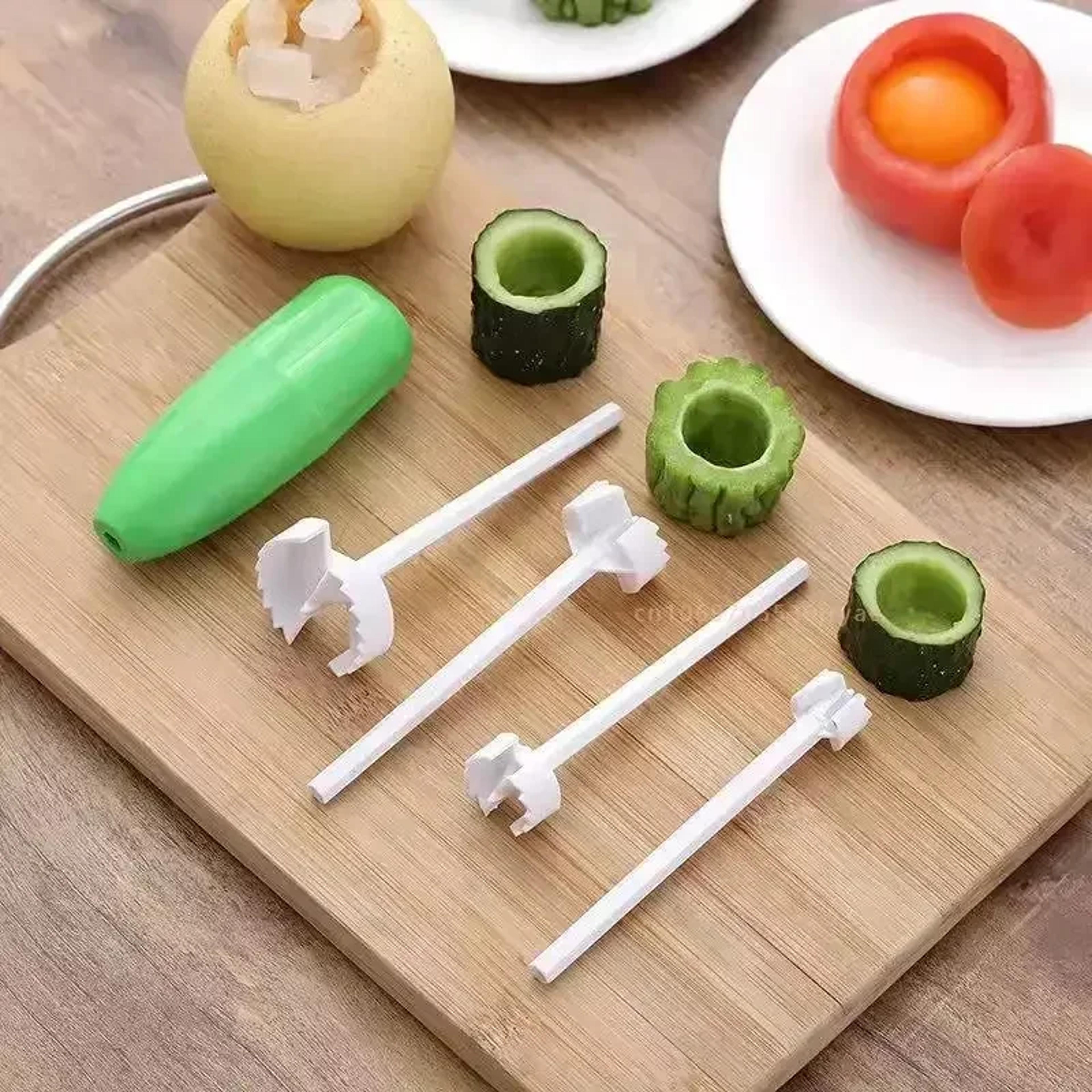 vegetable corer and spiral cutter set for stuffed veggies